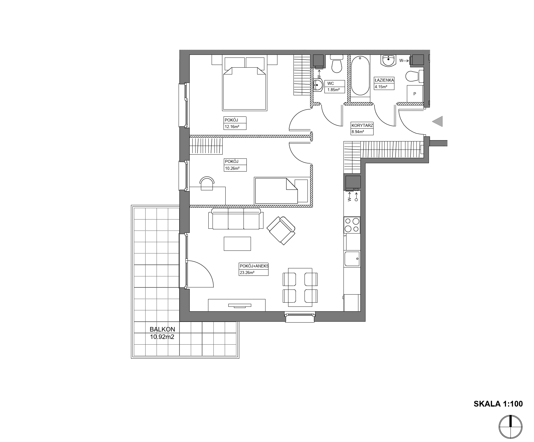 Plan 3 pok. 61m²