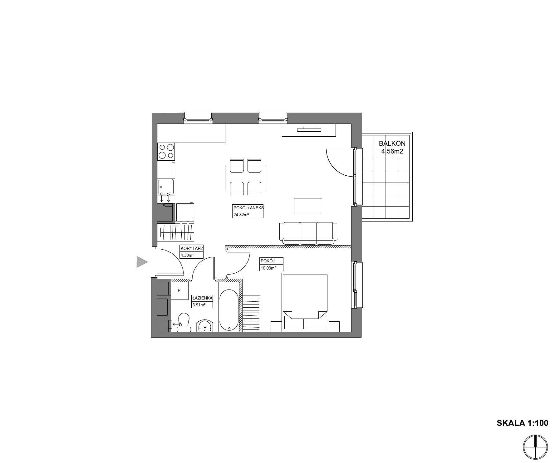 Plan 2 pok. 44m²