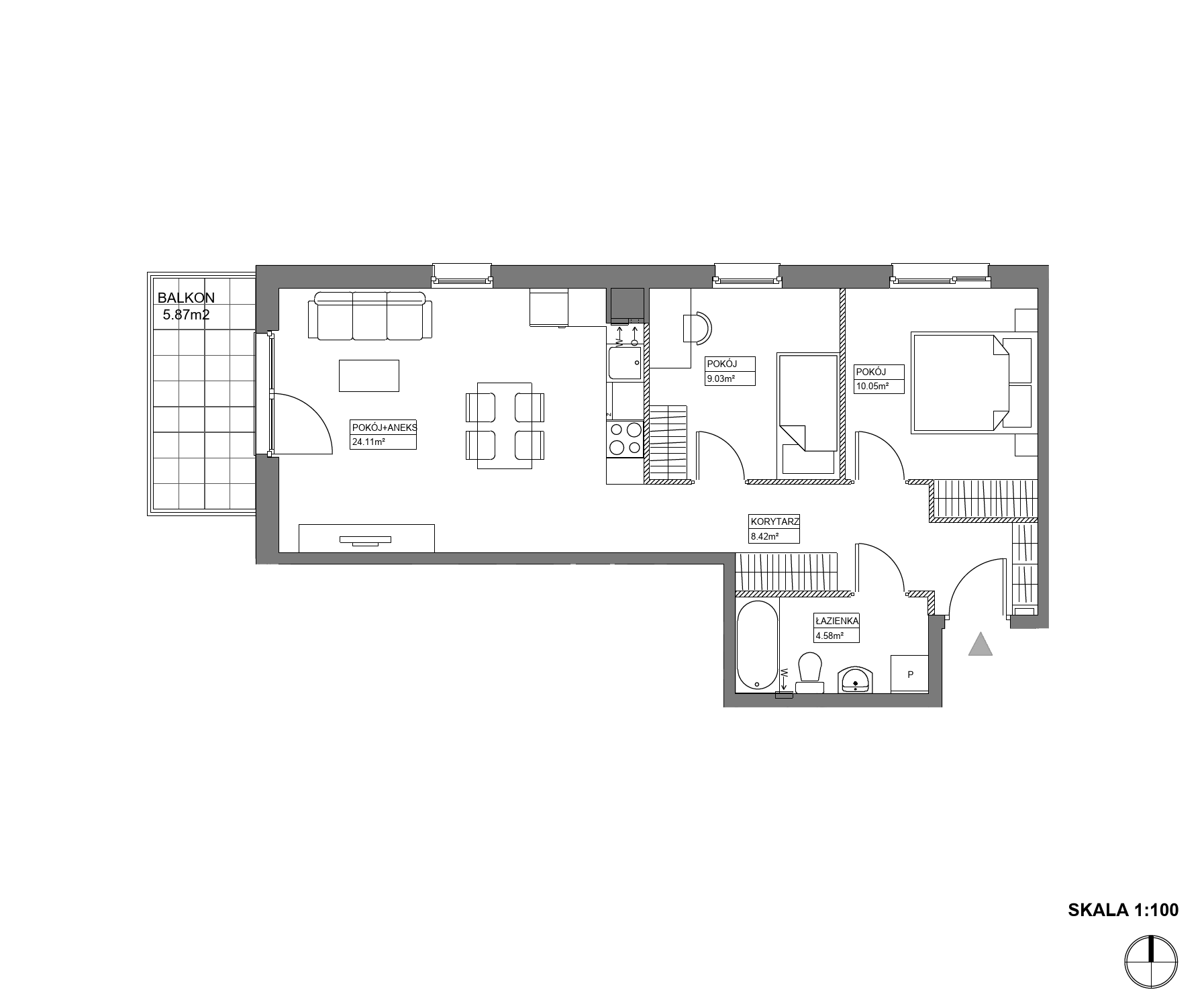 Plan 3 pok. 56m²