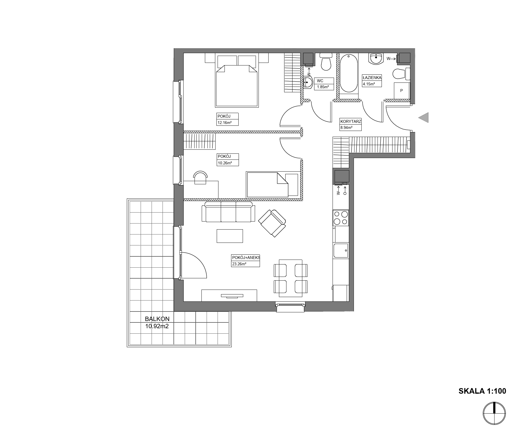 Plan 3 pok. 61m²