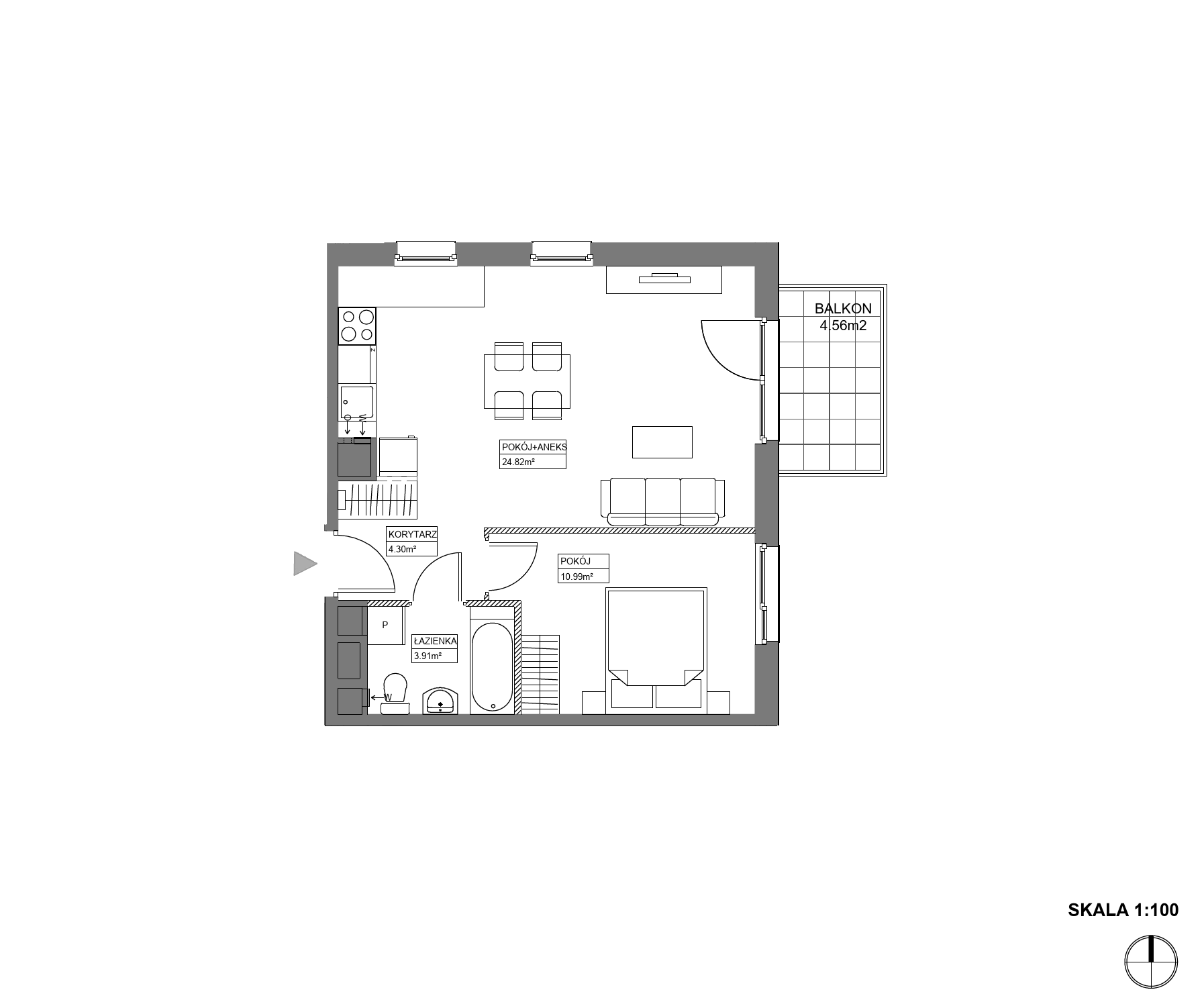 Plan 2 pok. 44m²