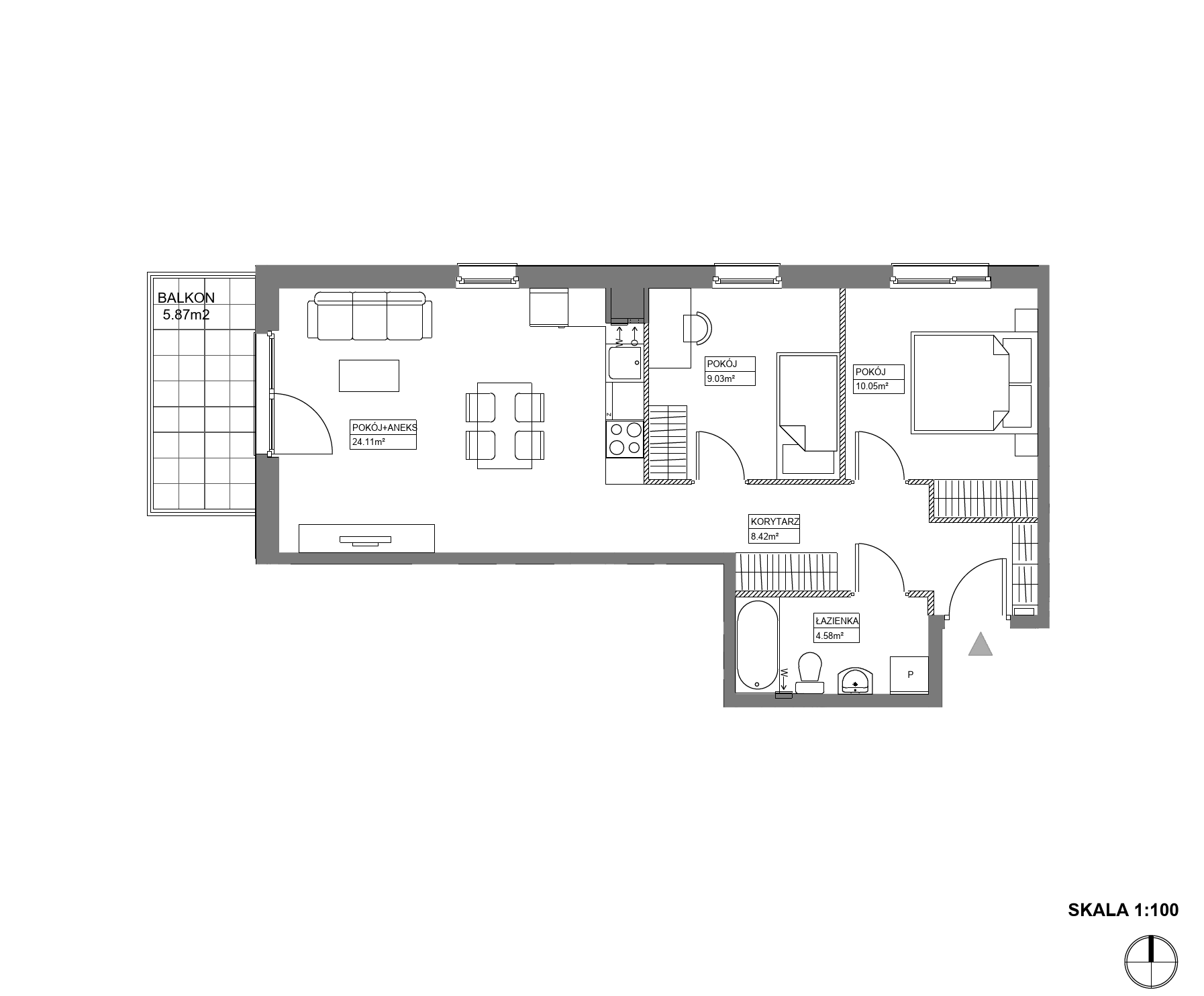 Plan 3 pok. 56m²