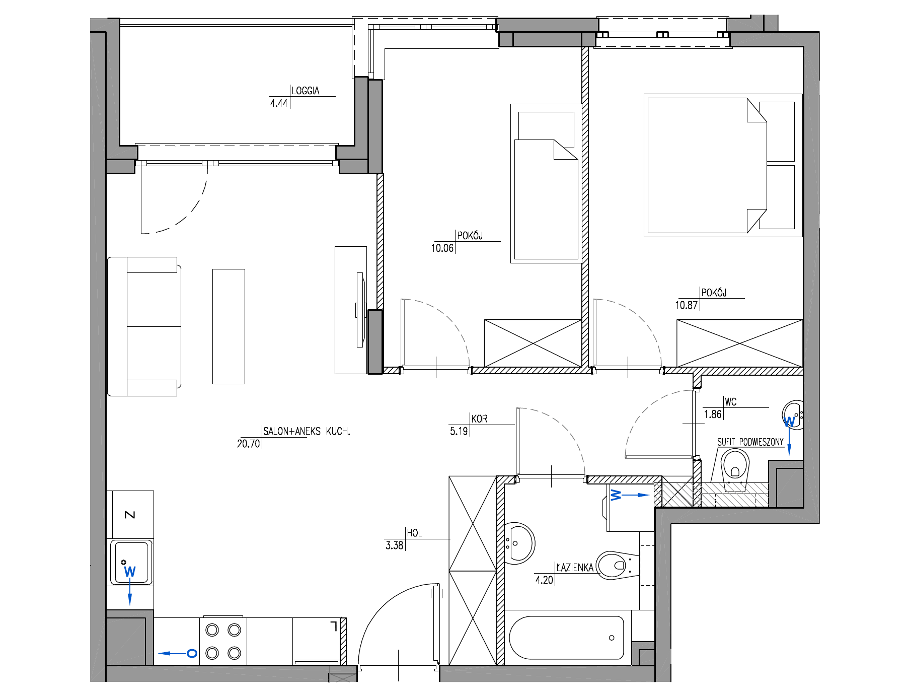 Plan 3 pok. 56m²