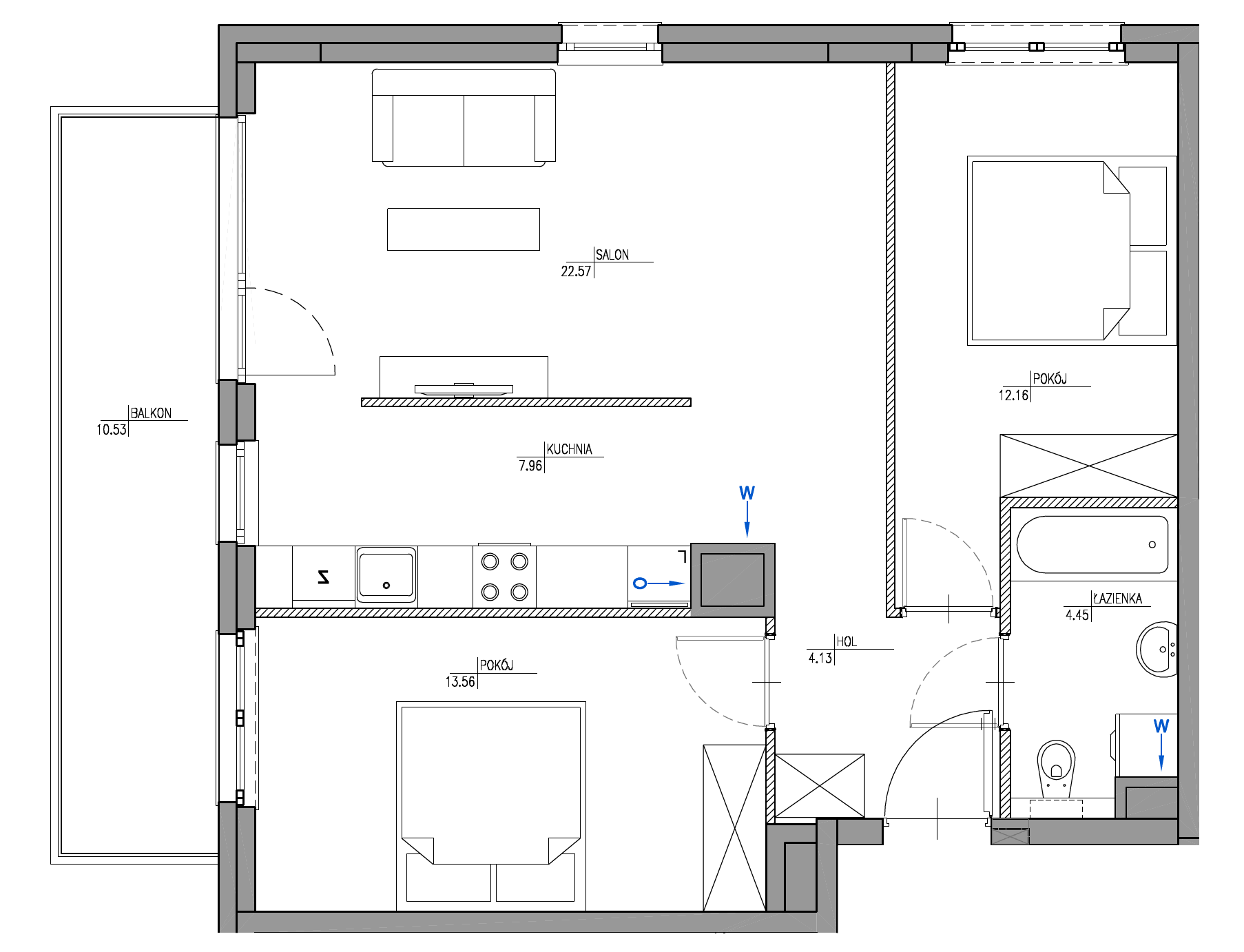 Plan 3 pok. 65m²