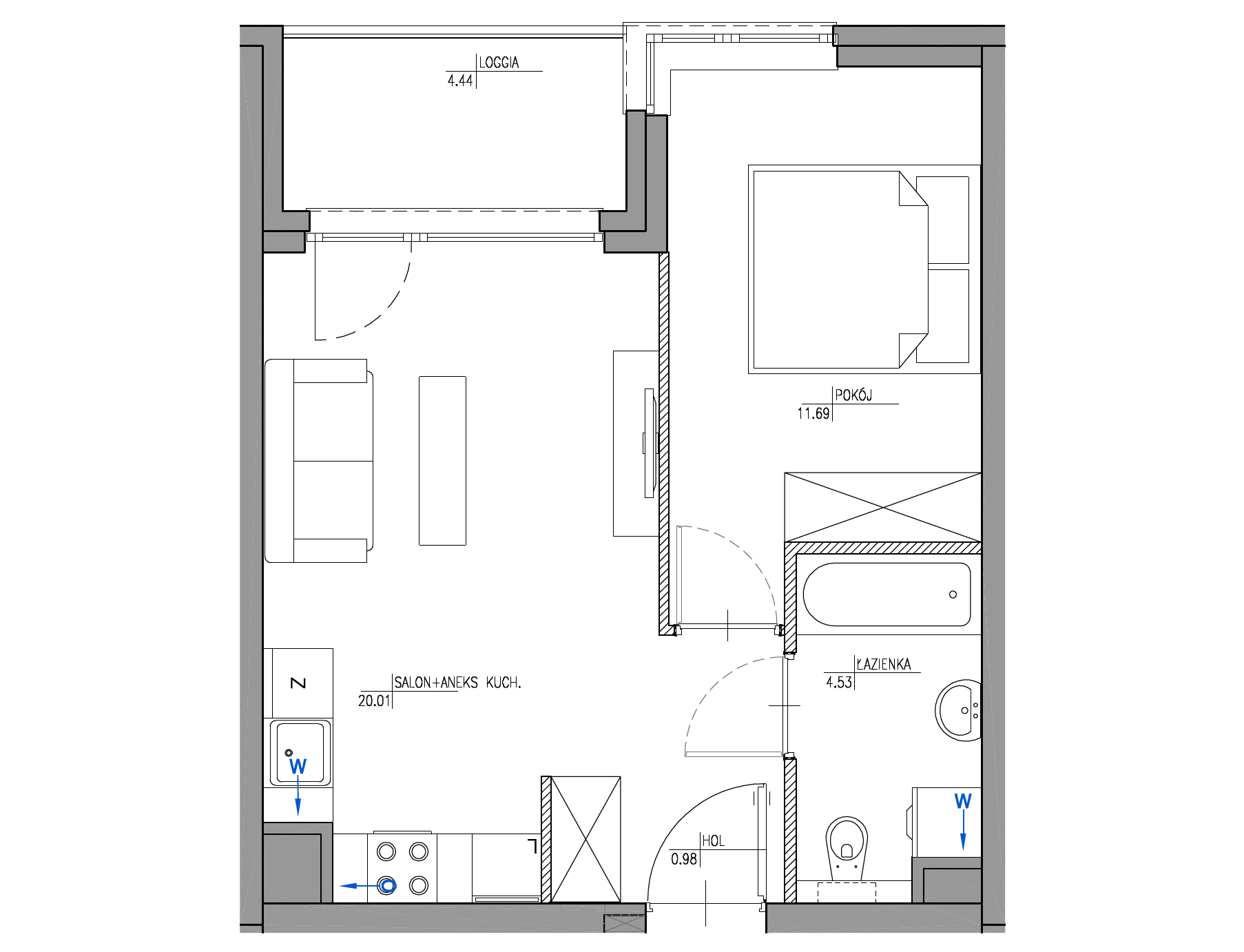 Plan 2 pok. 37m²