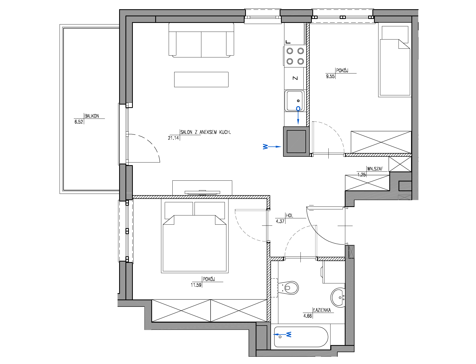 Plan 3 pok. 53m²
