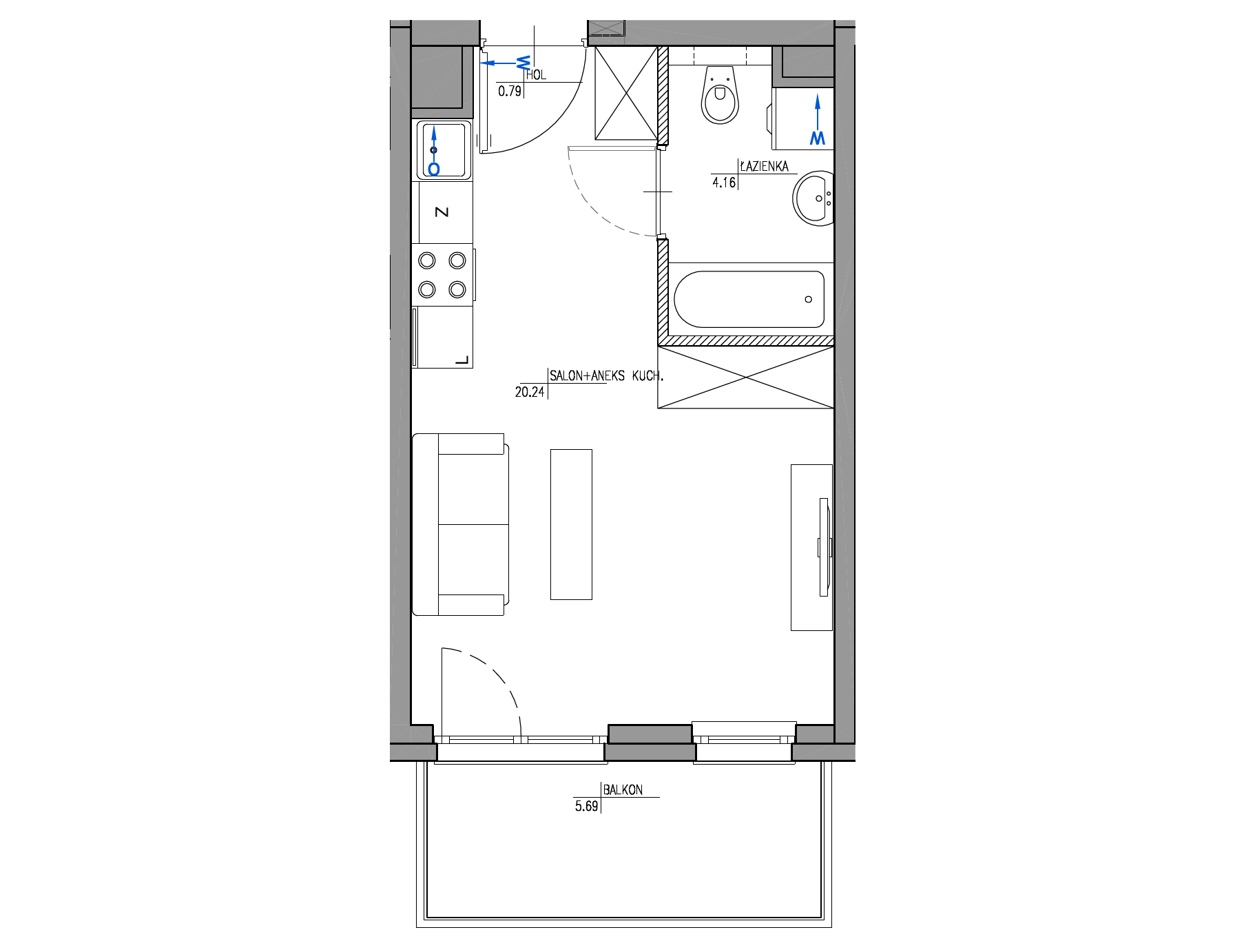 Plan 1 pok. 25m²