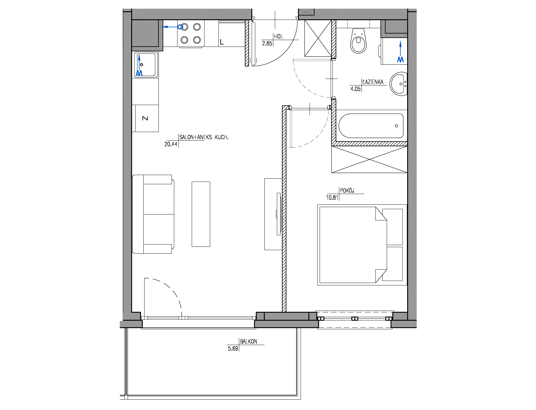 Plan 2 pok. 38m²