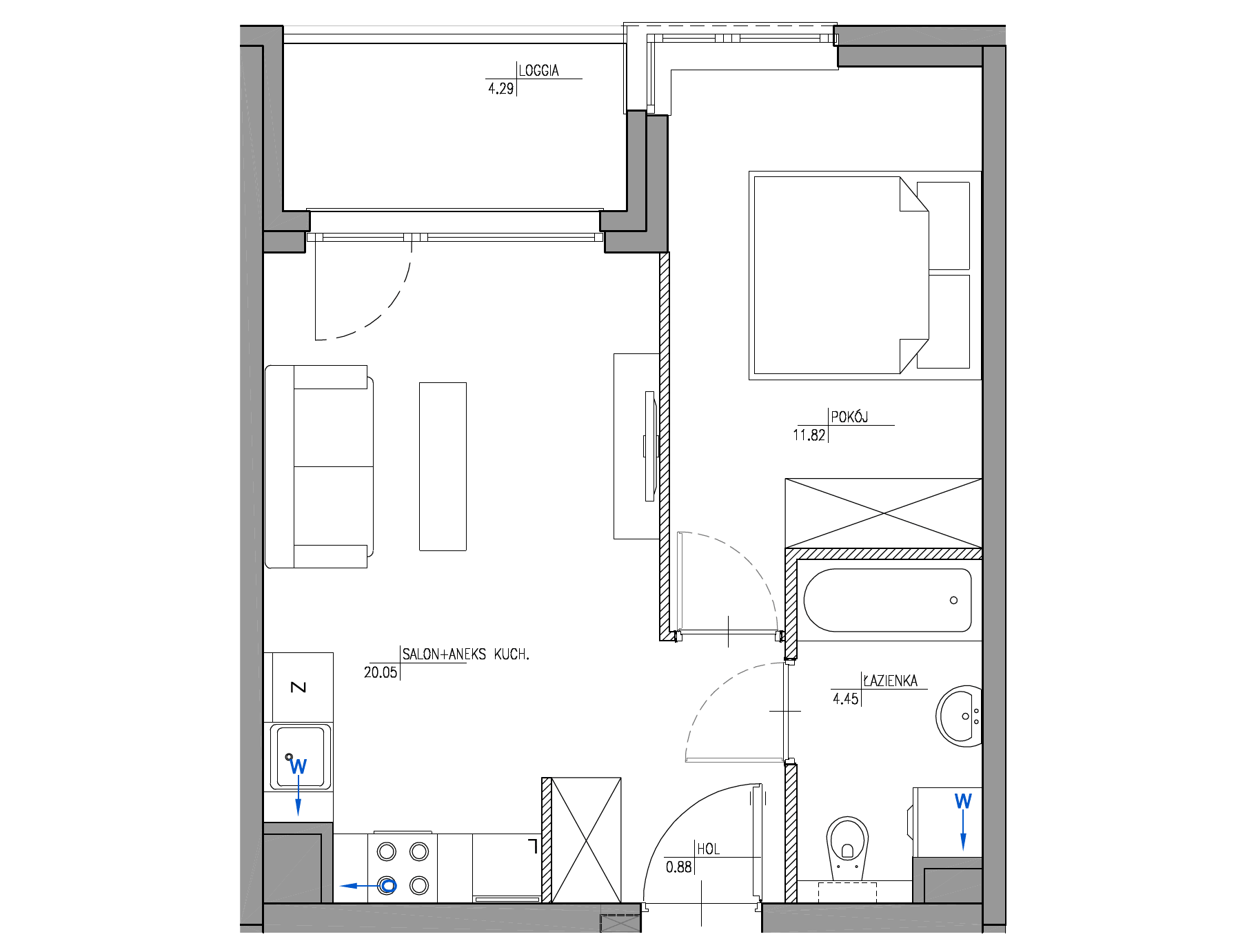 Plan 2 pok. 37m²