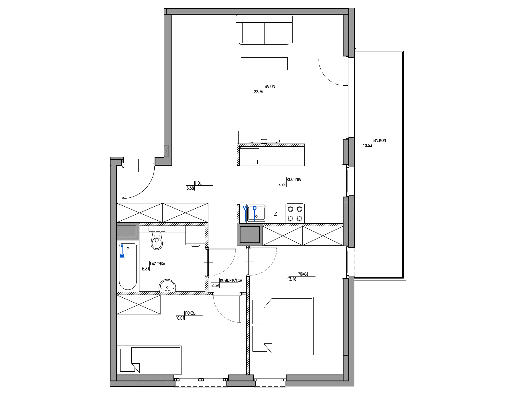 Plan 3 pok. 68m²