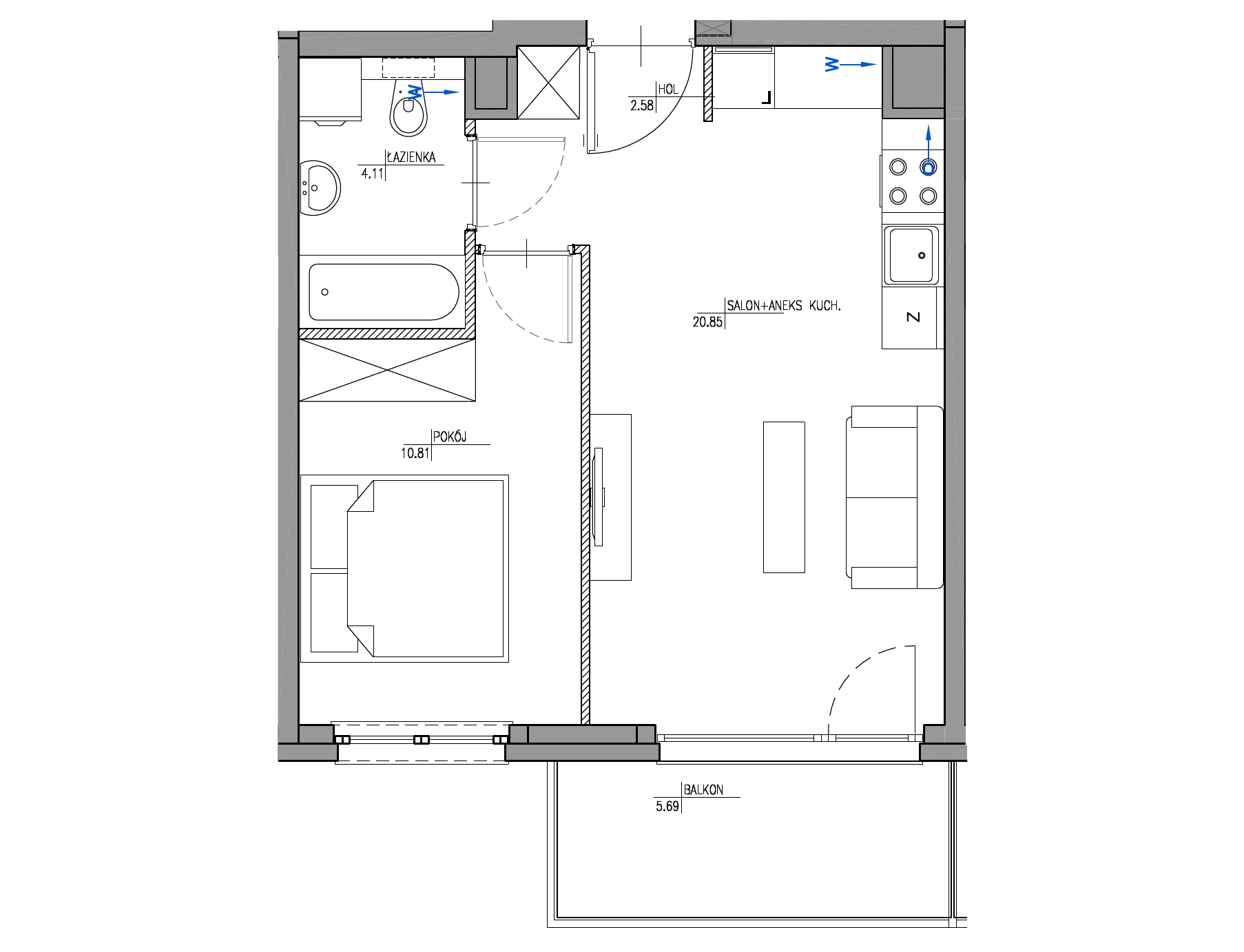 Plan 2 pok. 38m²