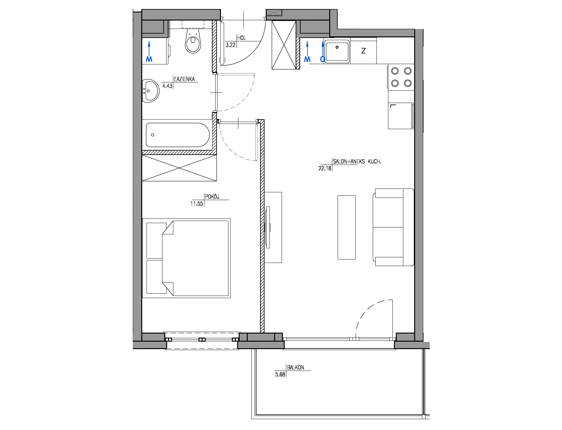 Plan 2 pok. 41m²