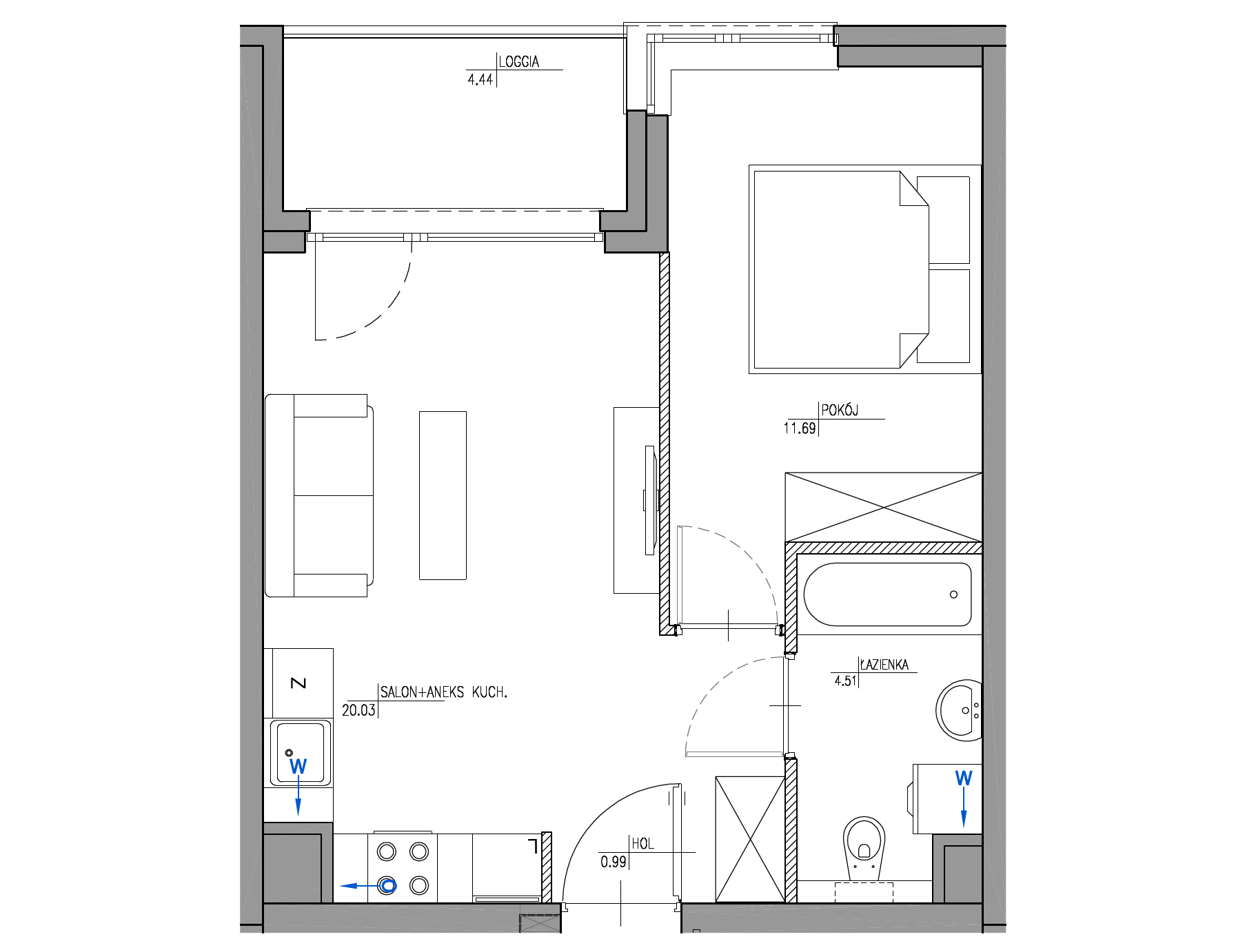 Plan 2 pok. 37m²