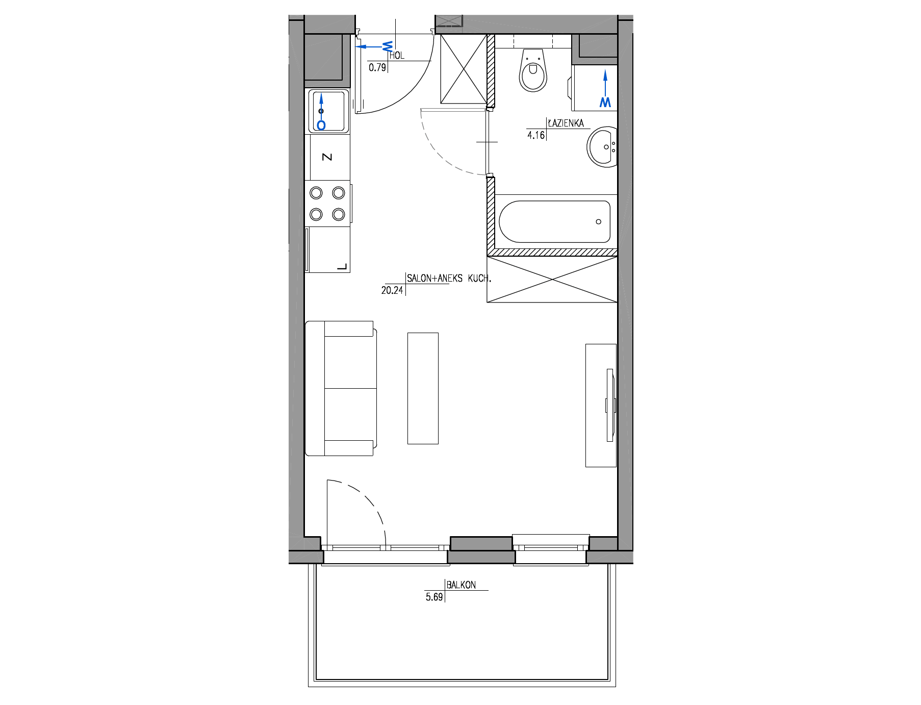 Plan 1 pok. 25m²