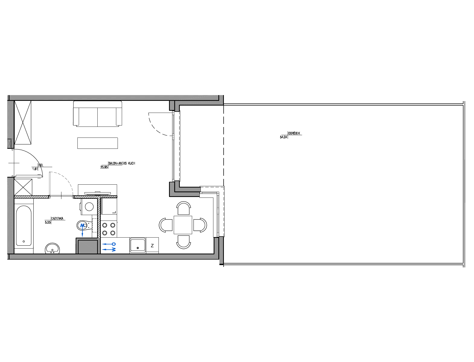 Plan 1 pok. 33m²
