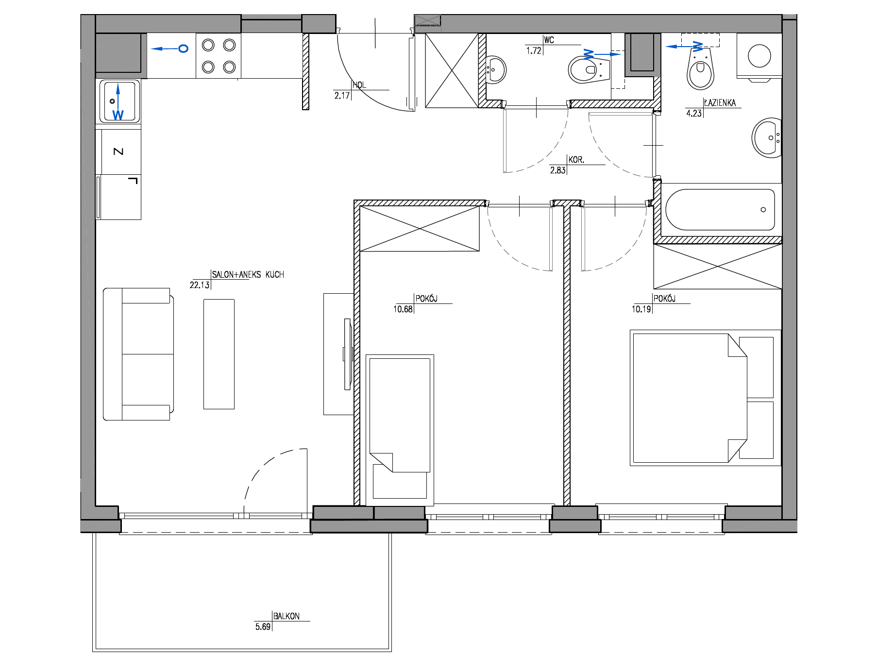Plan 3 pok. 54m²