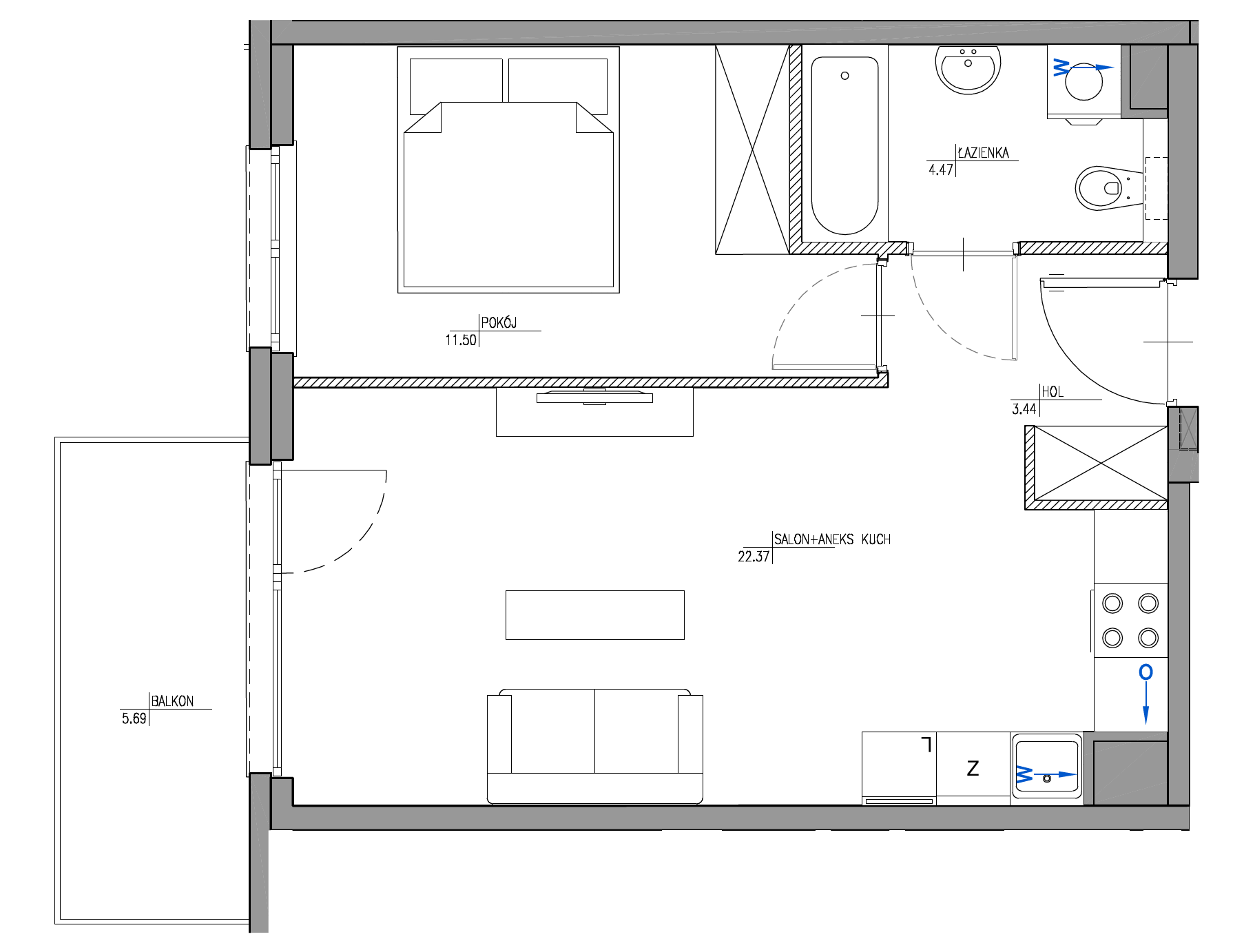 Plan 2 pok. 42m²