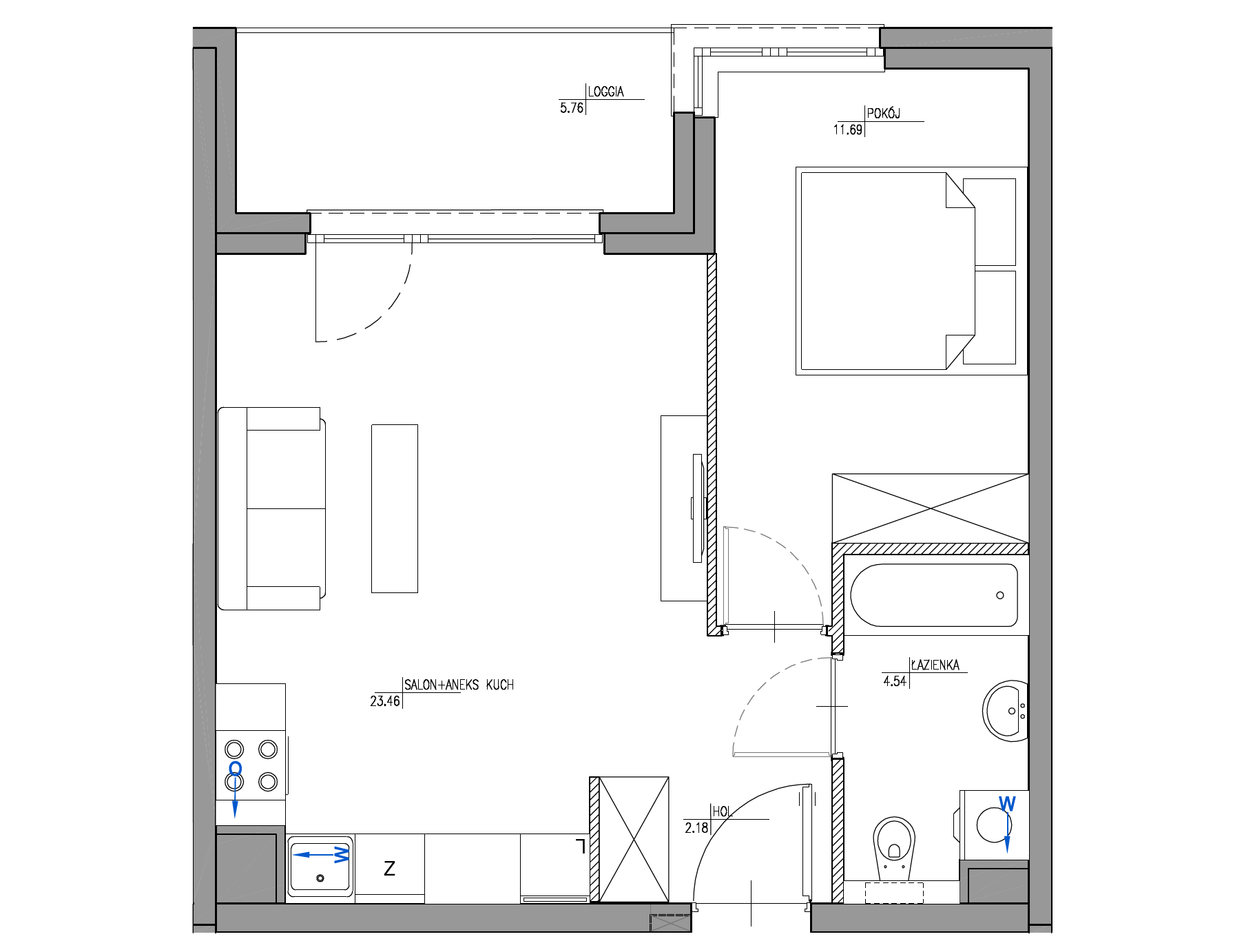 Plan 2 pok. 42m²