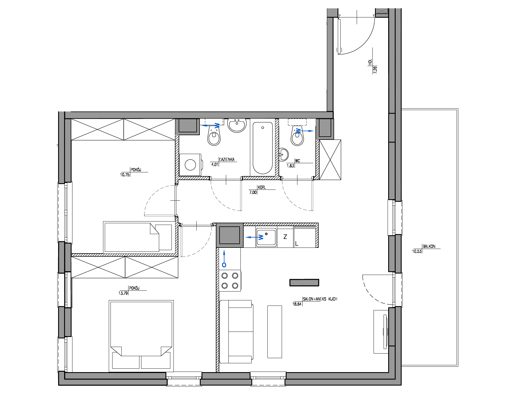 Plan 3 pok. 63m²