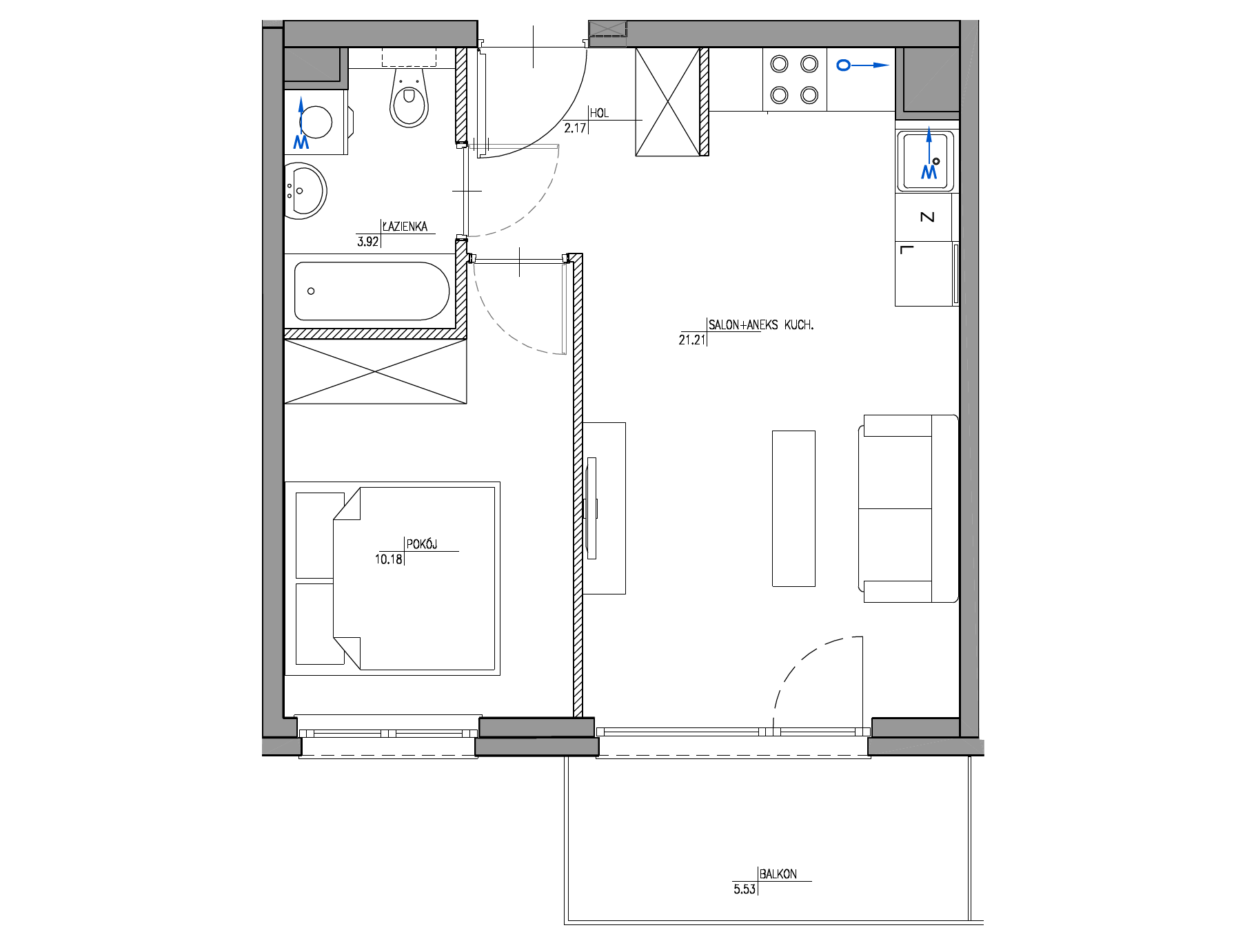 Plan 2 pok. 37m²