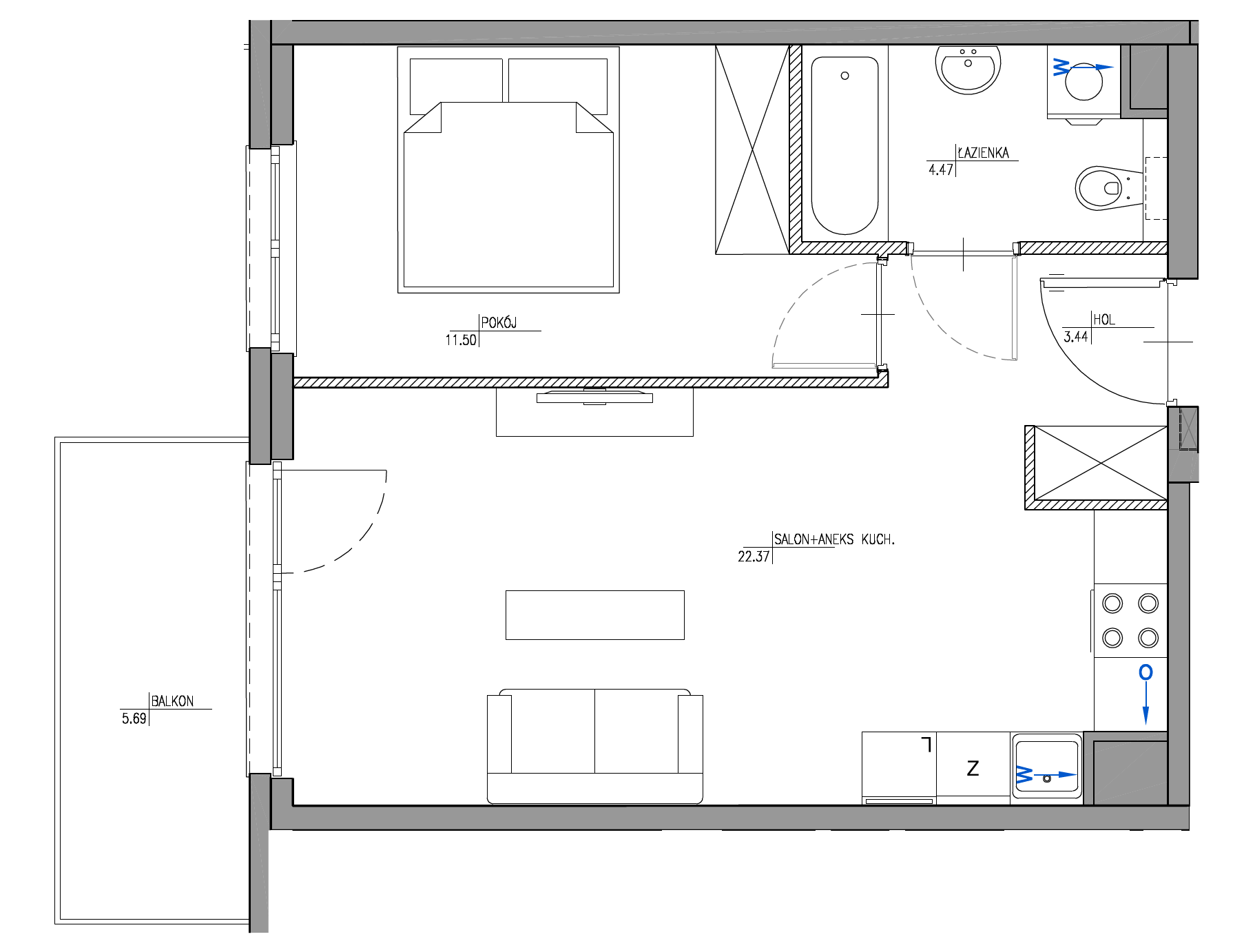 Plan 2 pok. 42m²