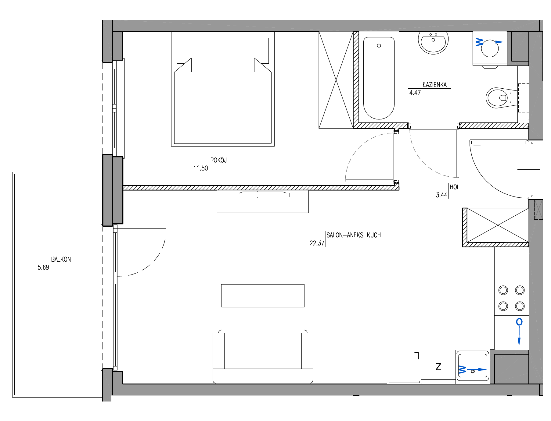 Plan 2 pok. 42m²