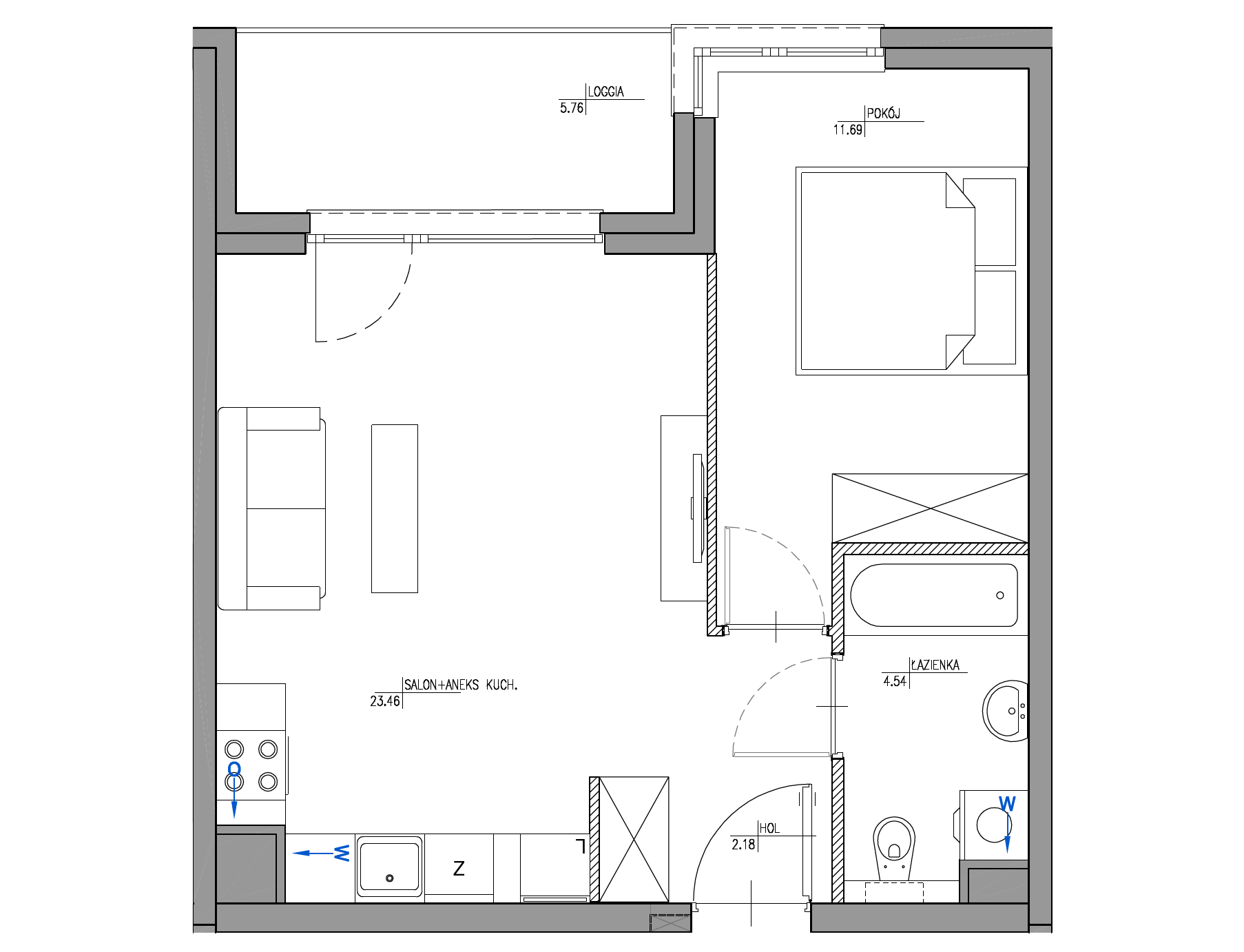 Plan 2 pok. 42m²