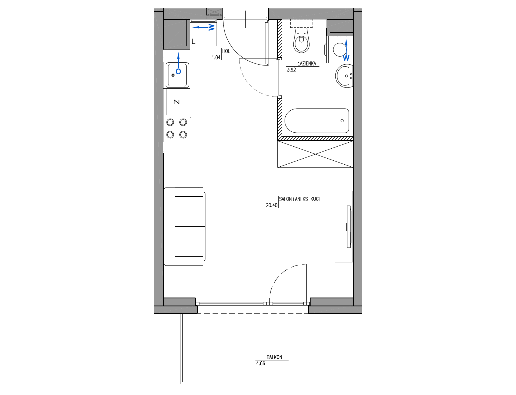 Plan 1 pok. 25m²