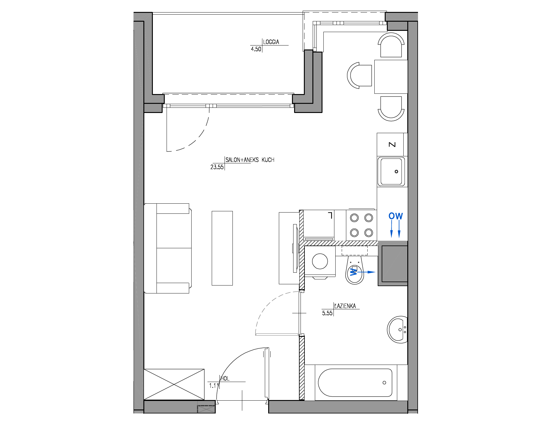 Plan 1 pok. 30m²