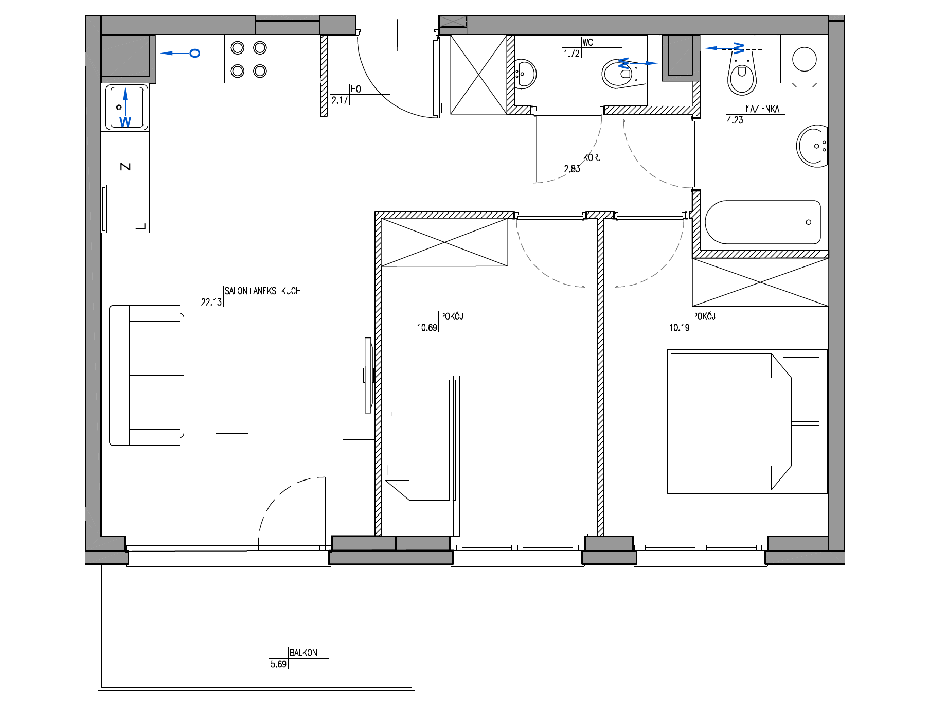 Plan 3 pok. 54m²