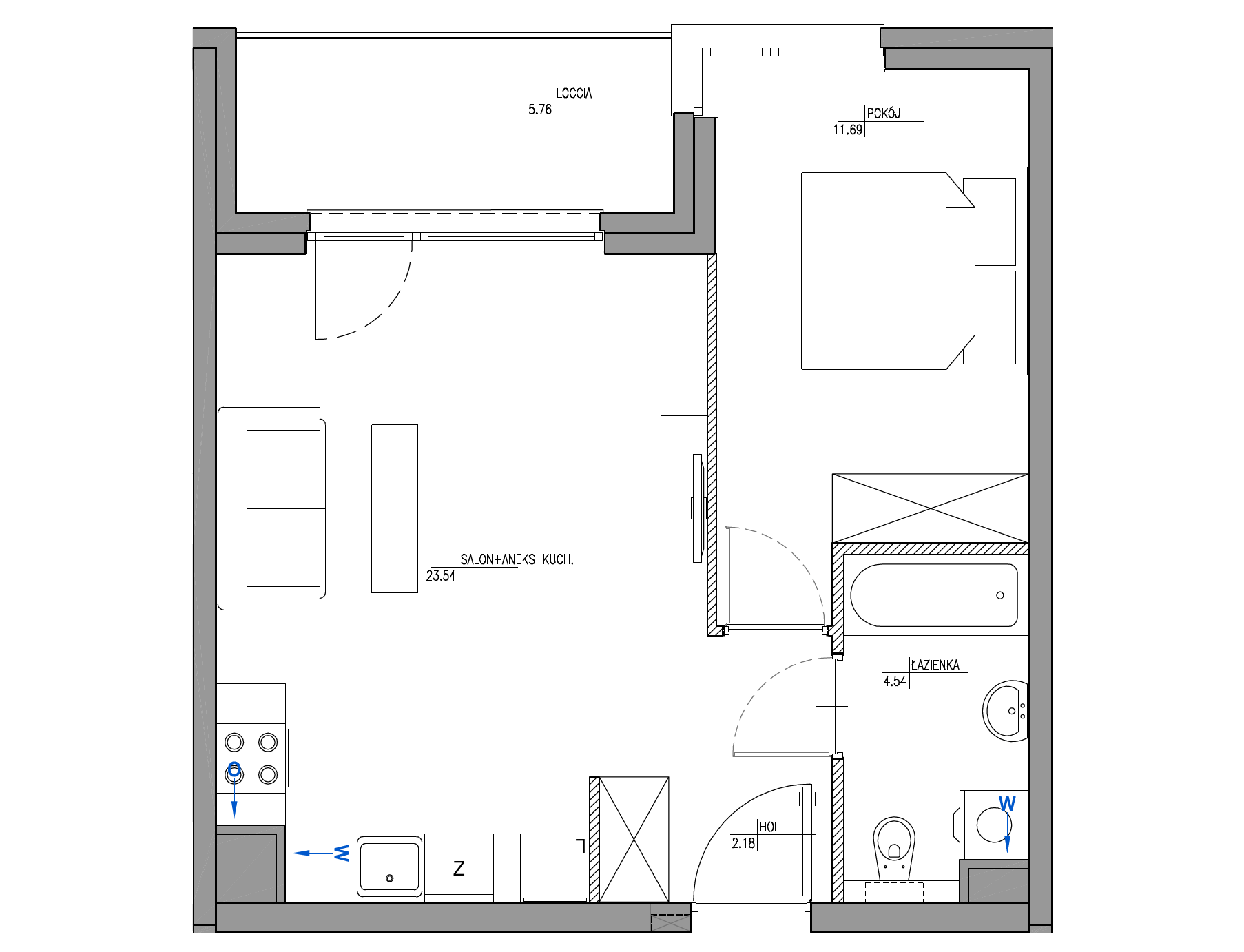 Plan 2 pok. 42m²