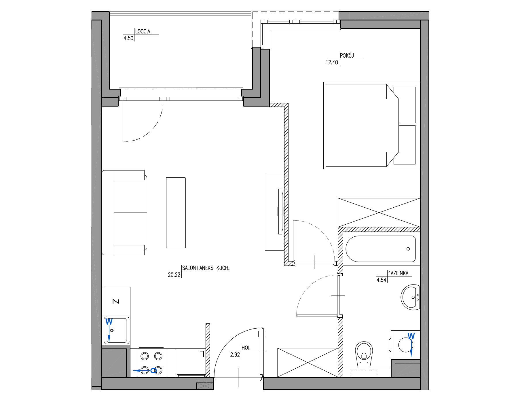 Plan 2 pok. 40m²