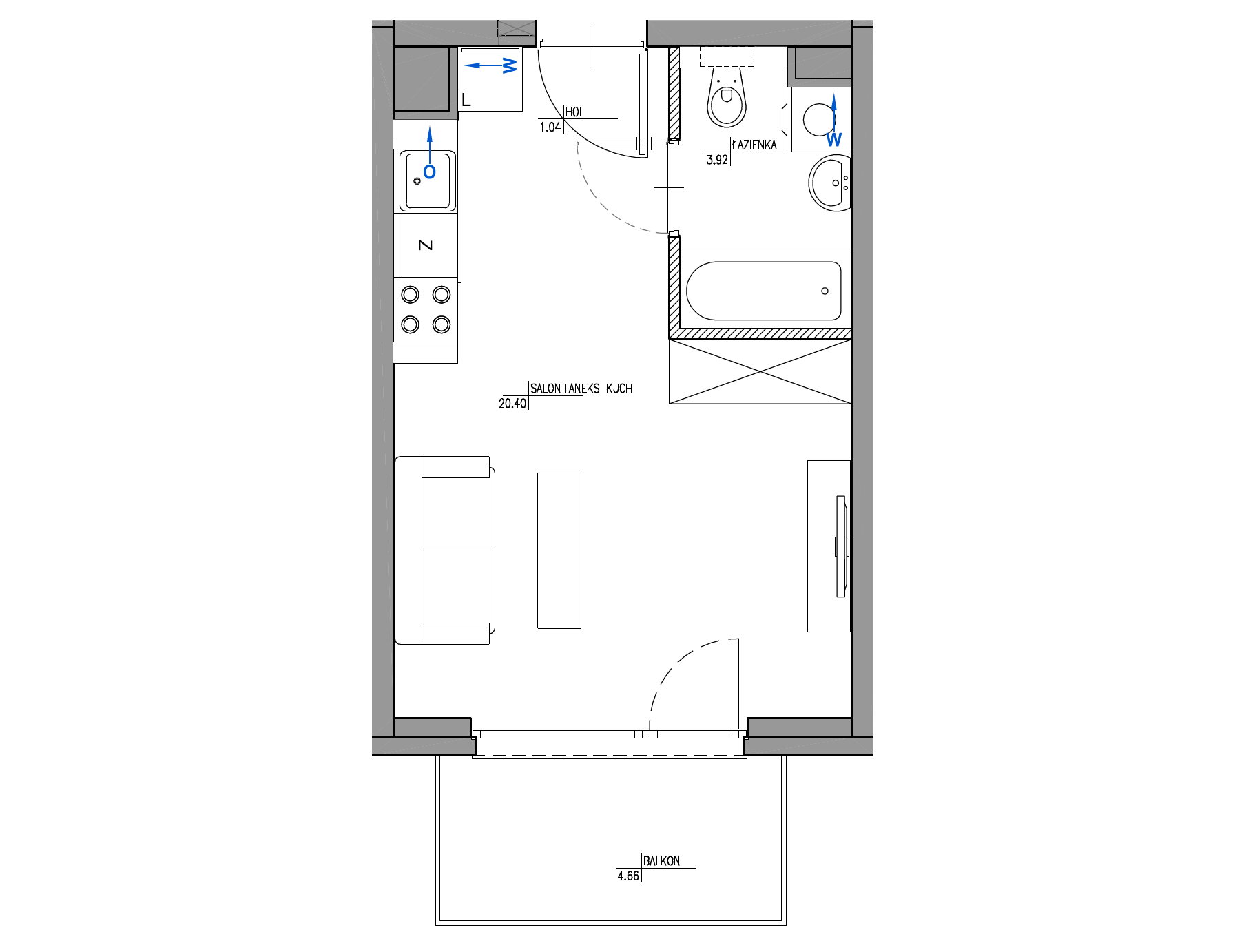 Plan 1 pok. 25m²