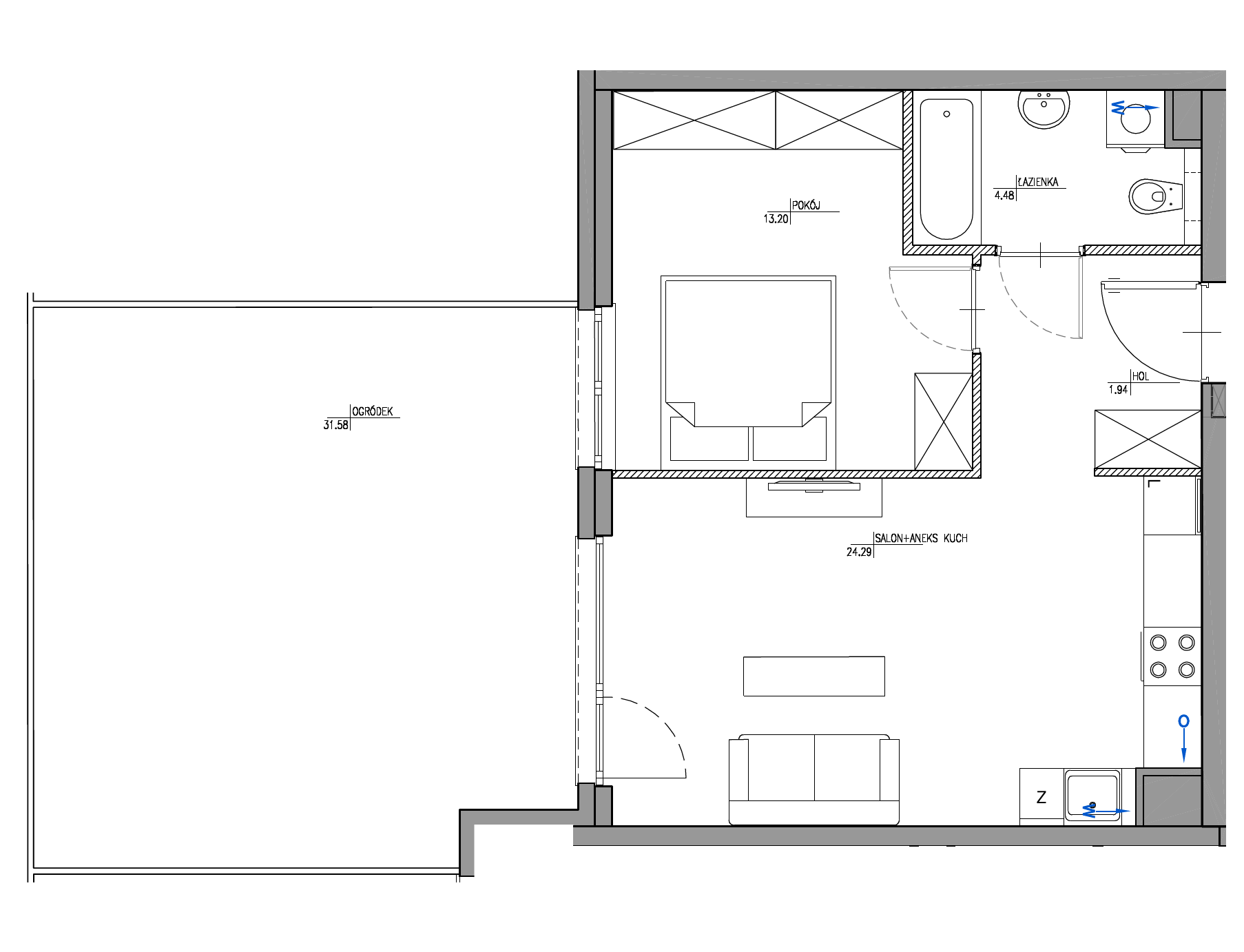 Plan 2 pok. 44m²