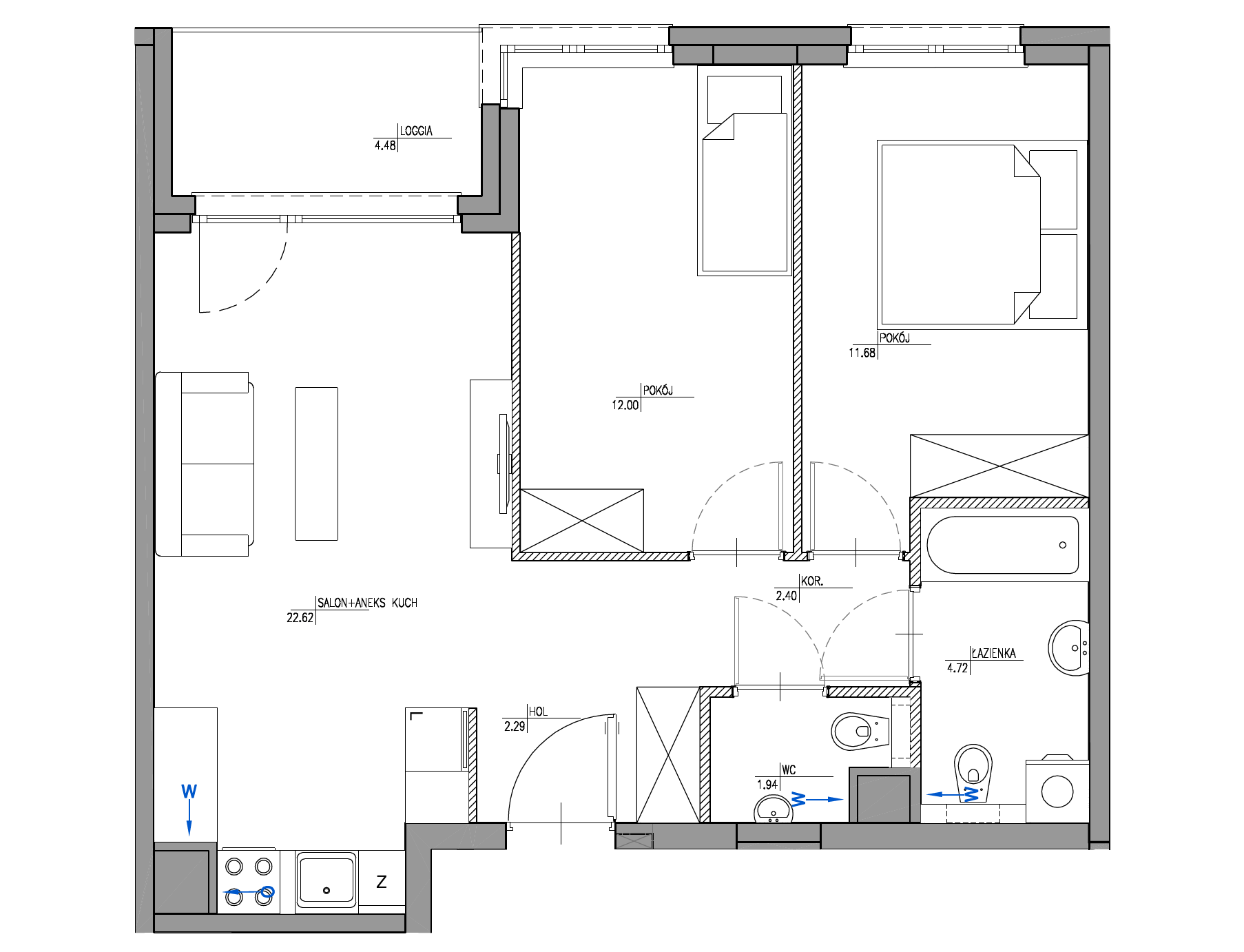 Plan 3 pok. 58m²