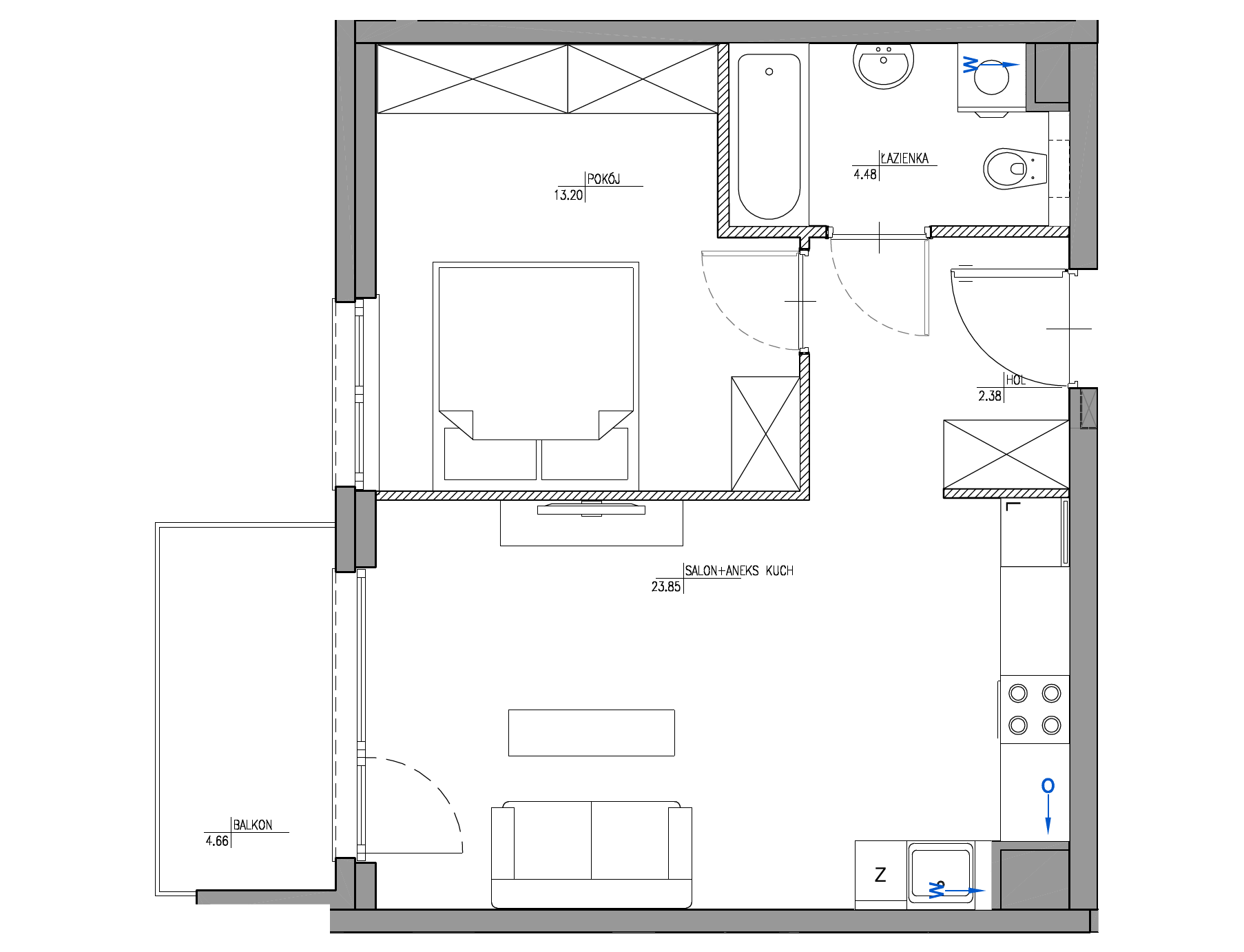 Plan 2 pok. 44m²
