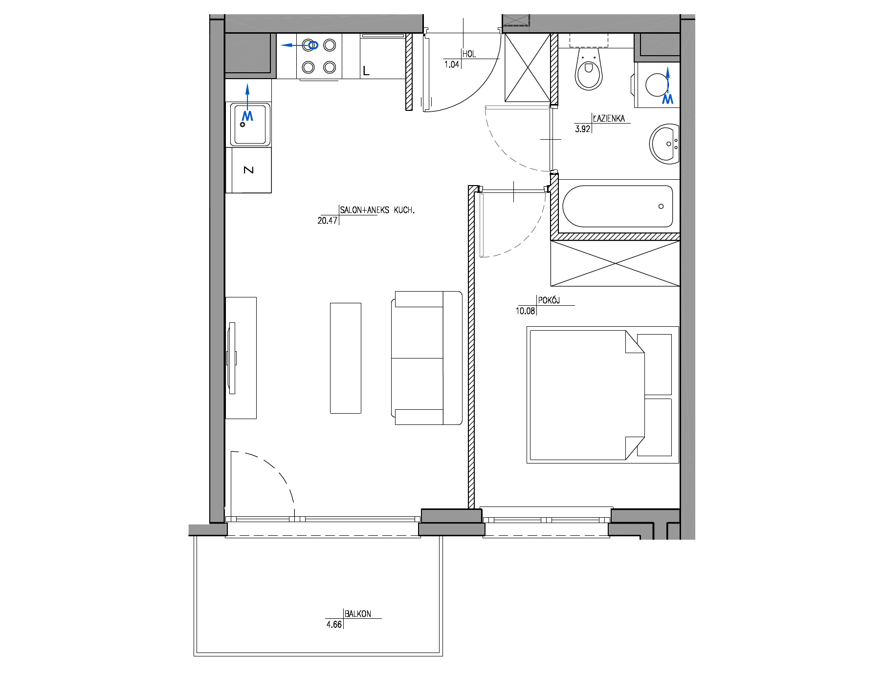 Plan 2 pok. 36m²