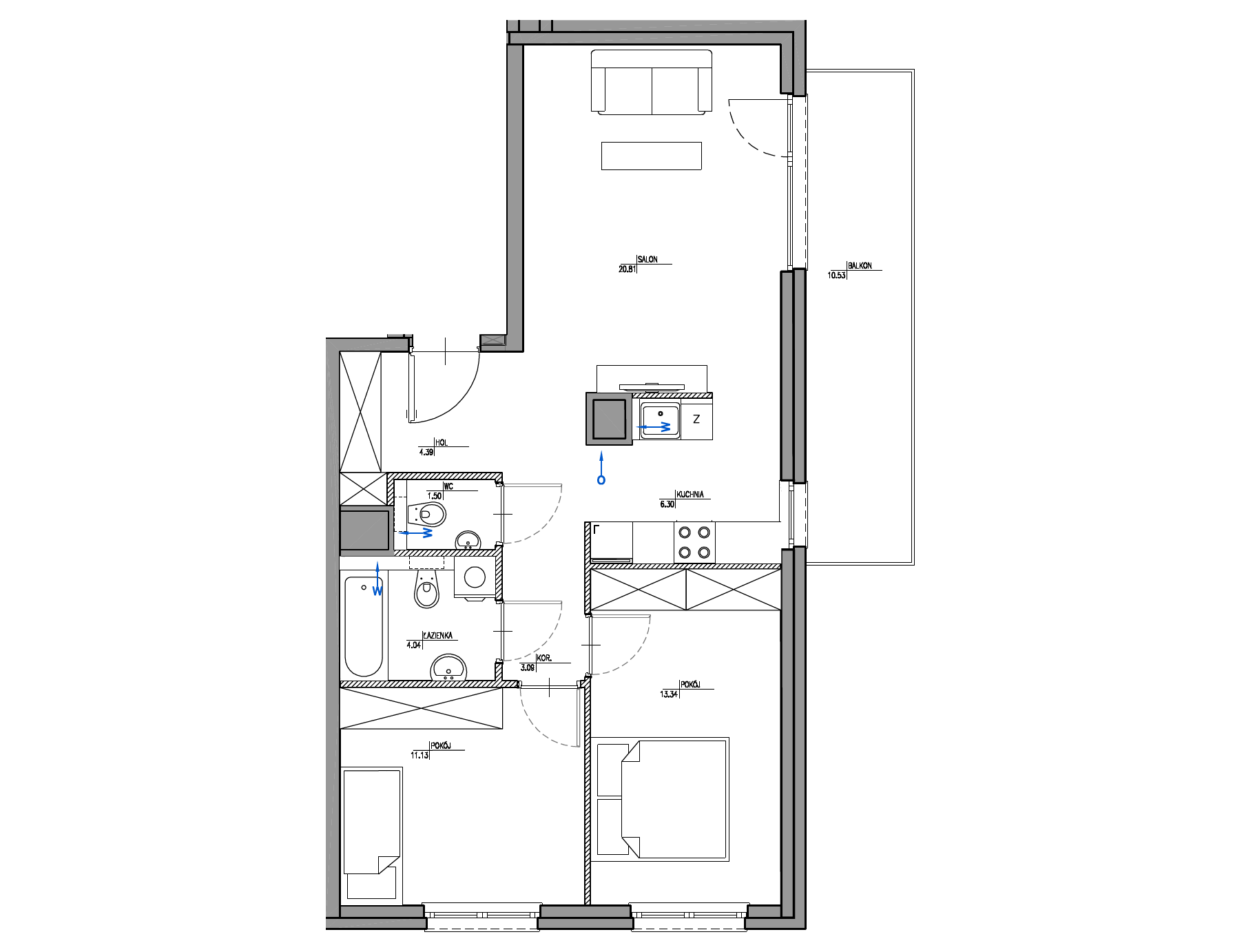 Plan 3 pok. 65m²