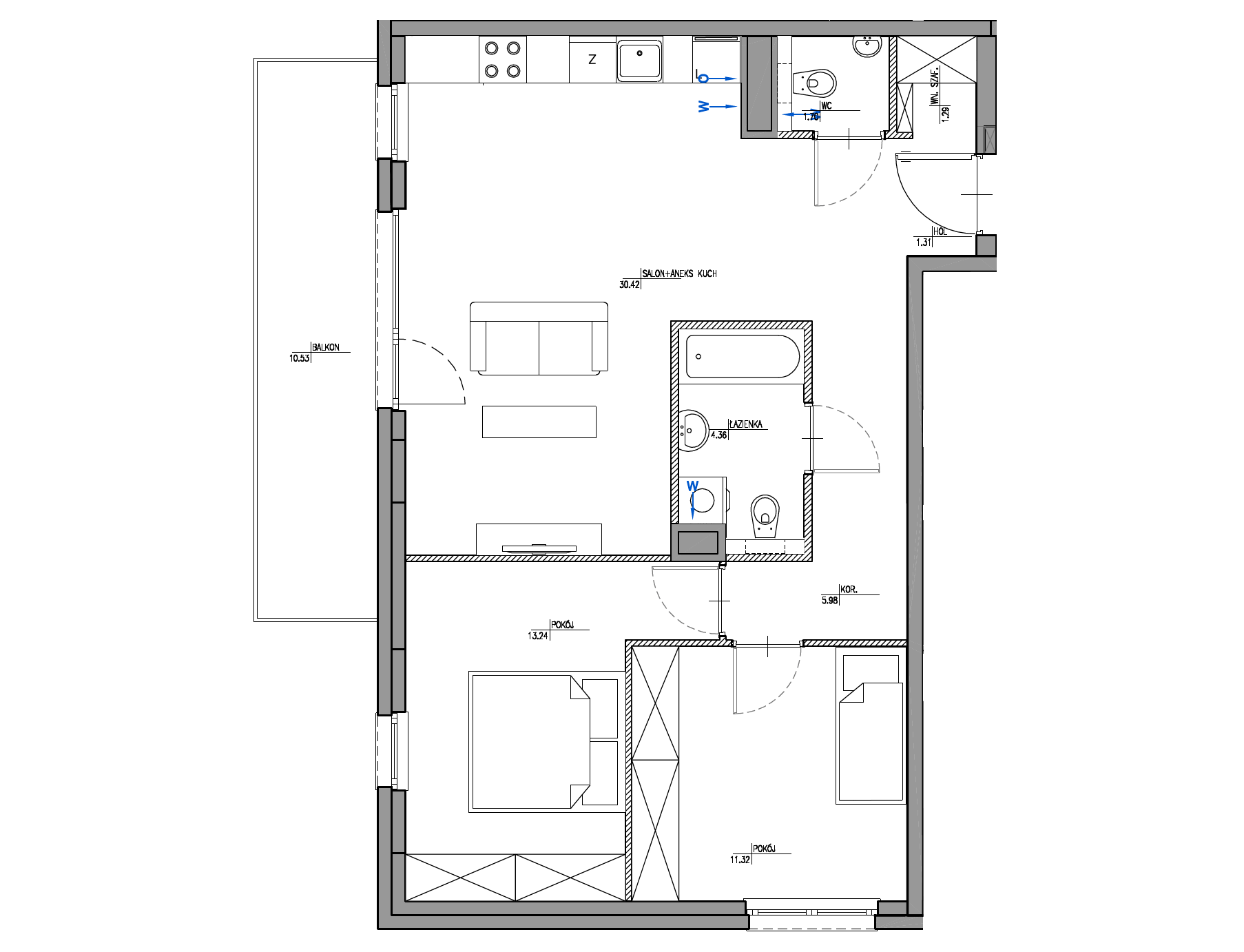 Plan 3 pok. 70m²