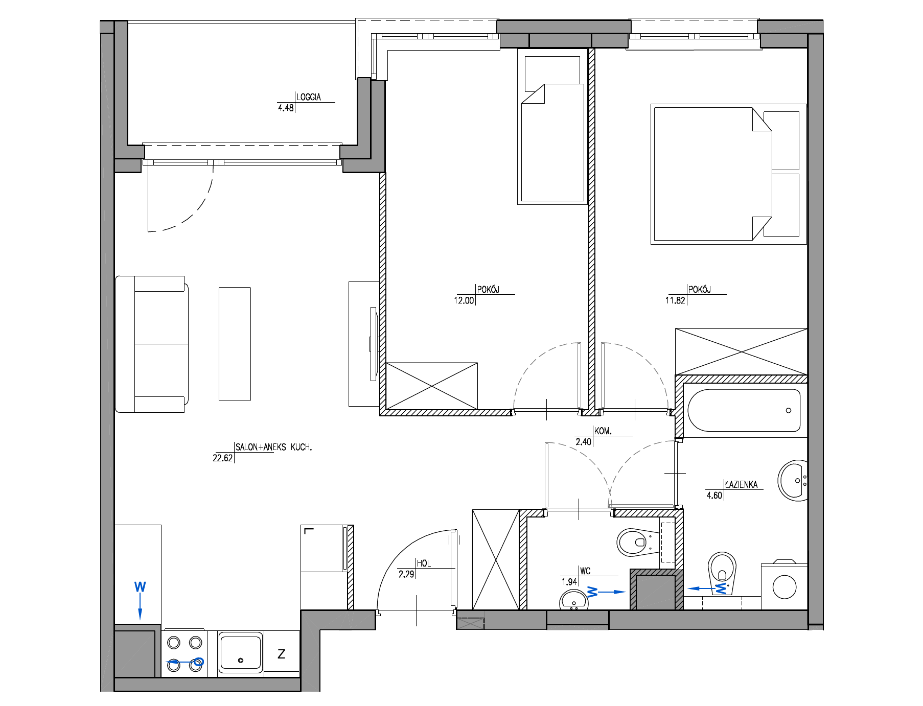 Plan 3 pok. 58m²
