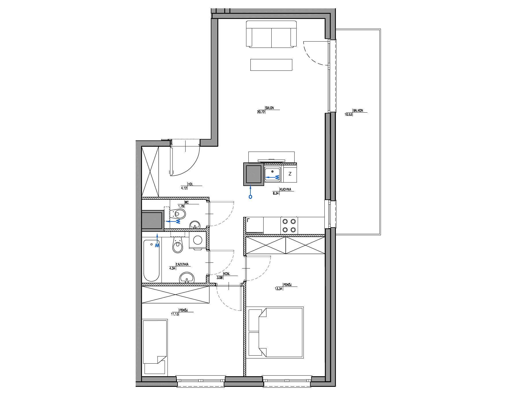 Plan 3 pok. 65m²
