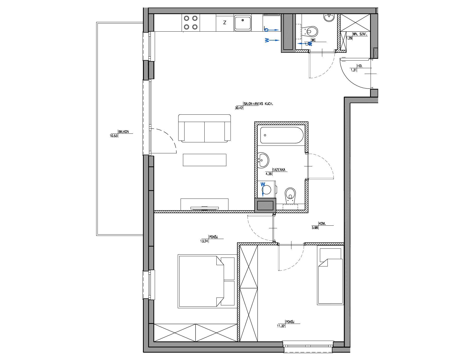 Plan 3 pok. 70m²