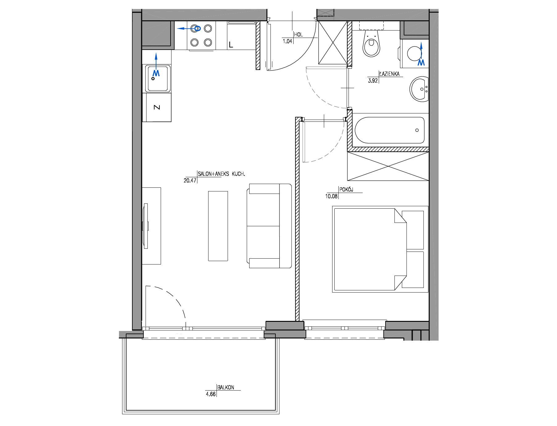 Plan 2 pok. 36m²