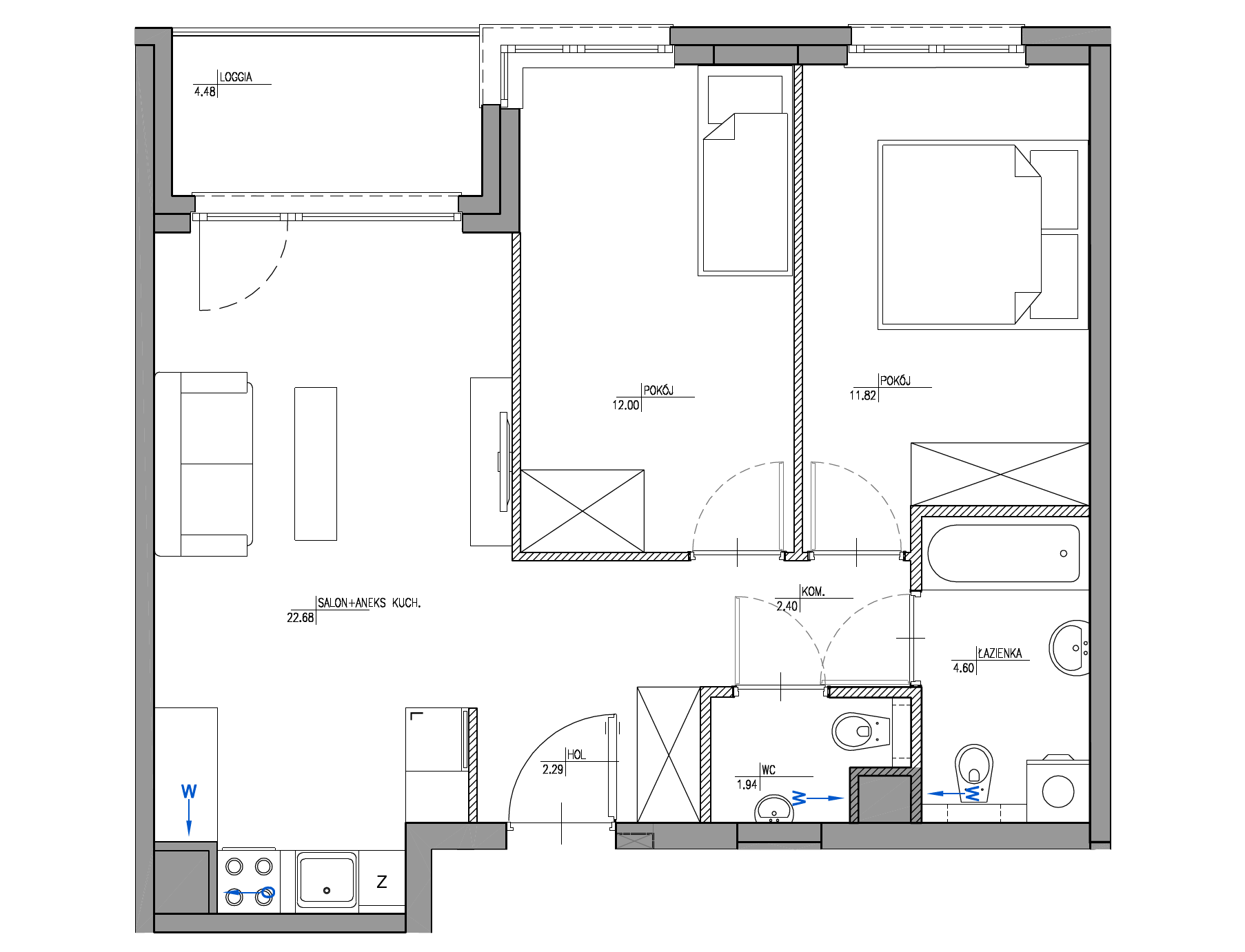 Plan 3 pok. 58m²