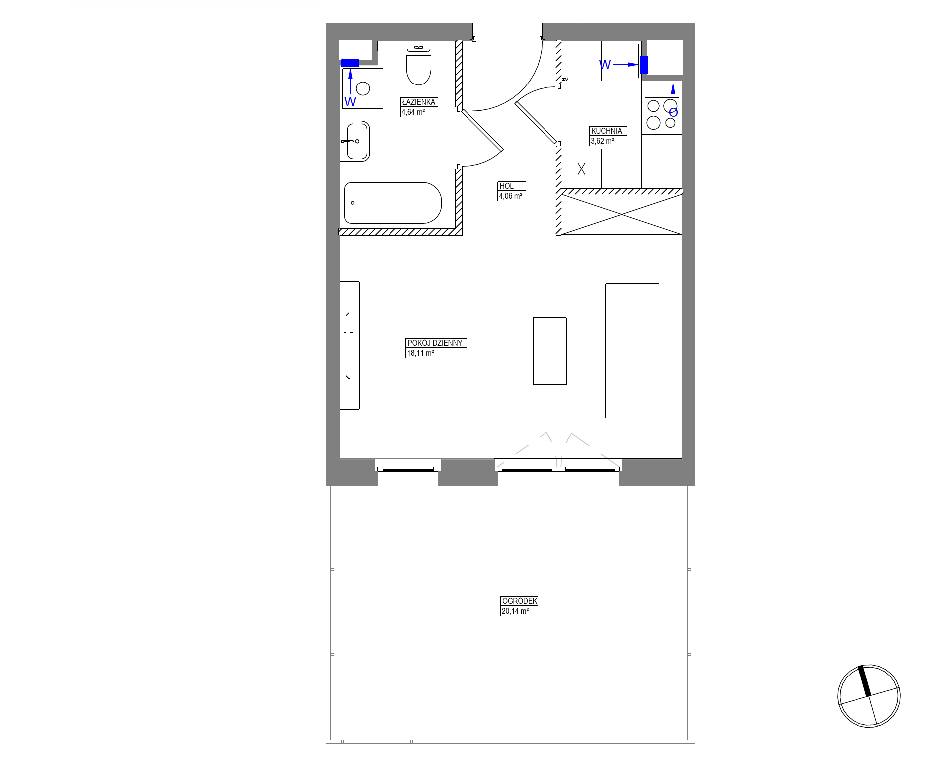 Plan 1 pok. 30m²