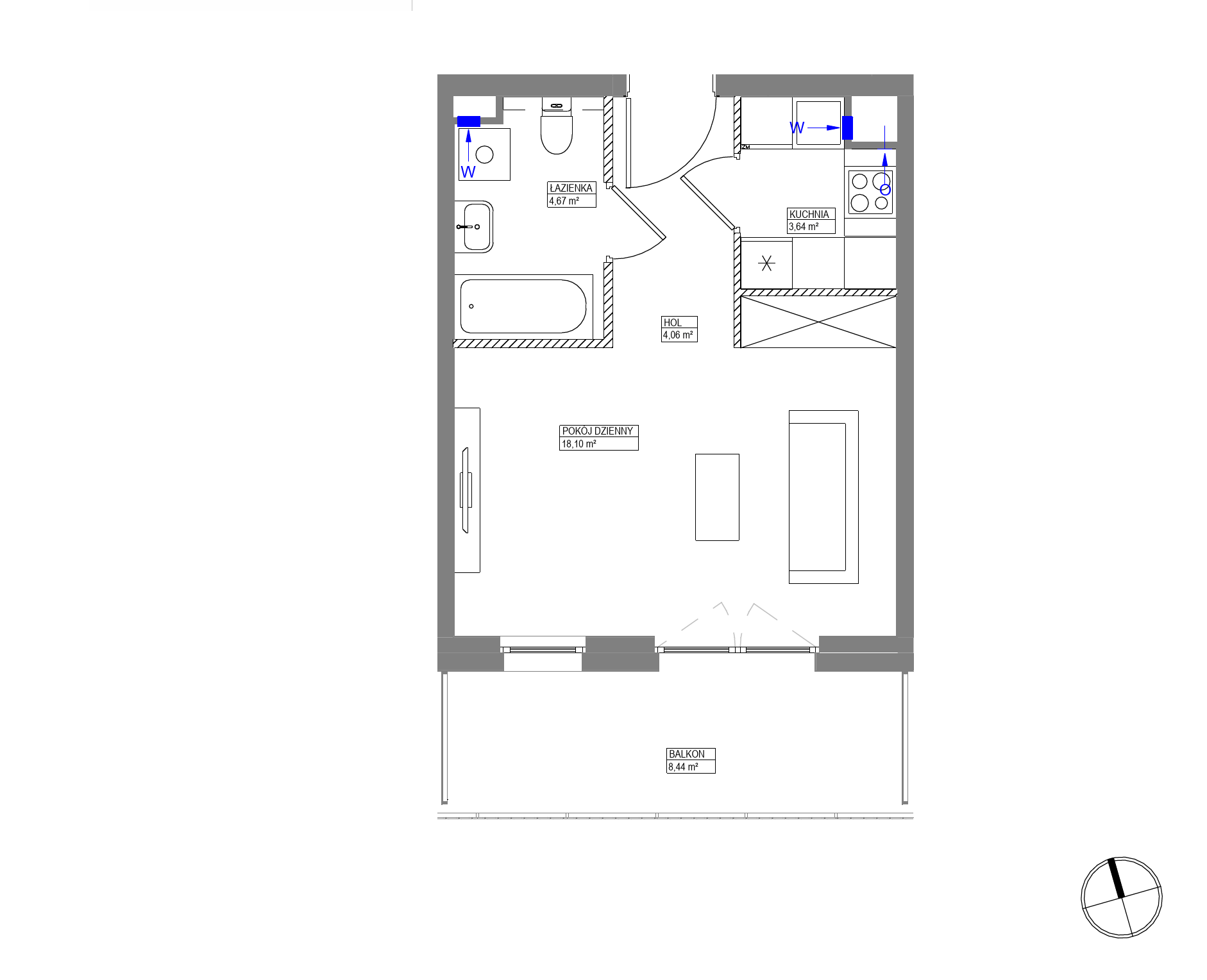 Plan 1 pok. 30m²