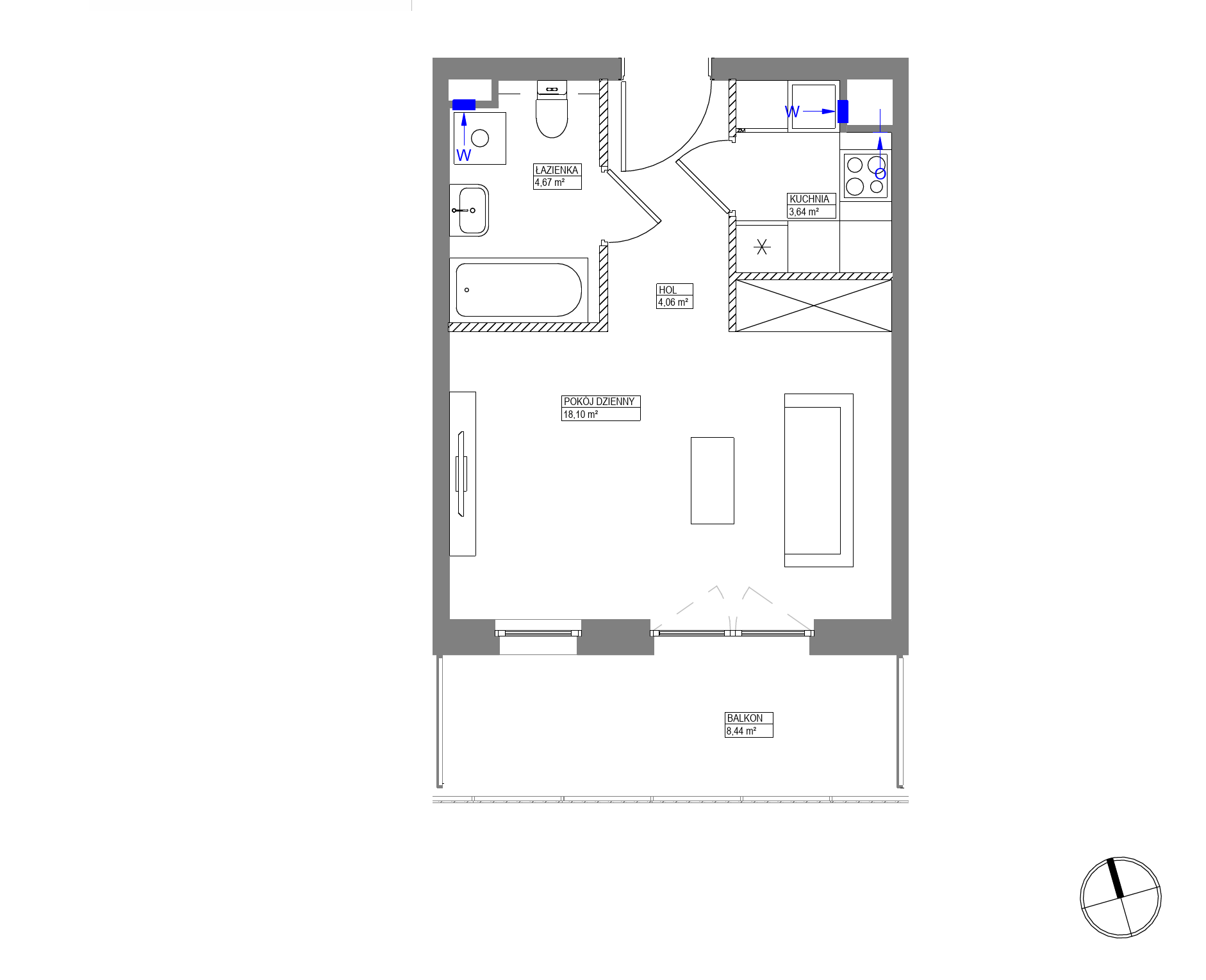 Plan 1 pok. 30m²