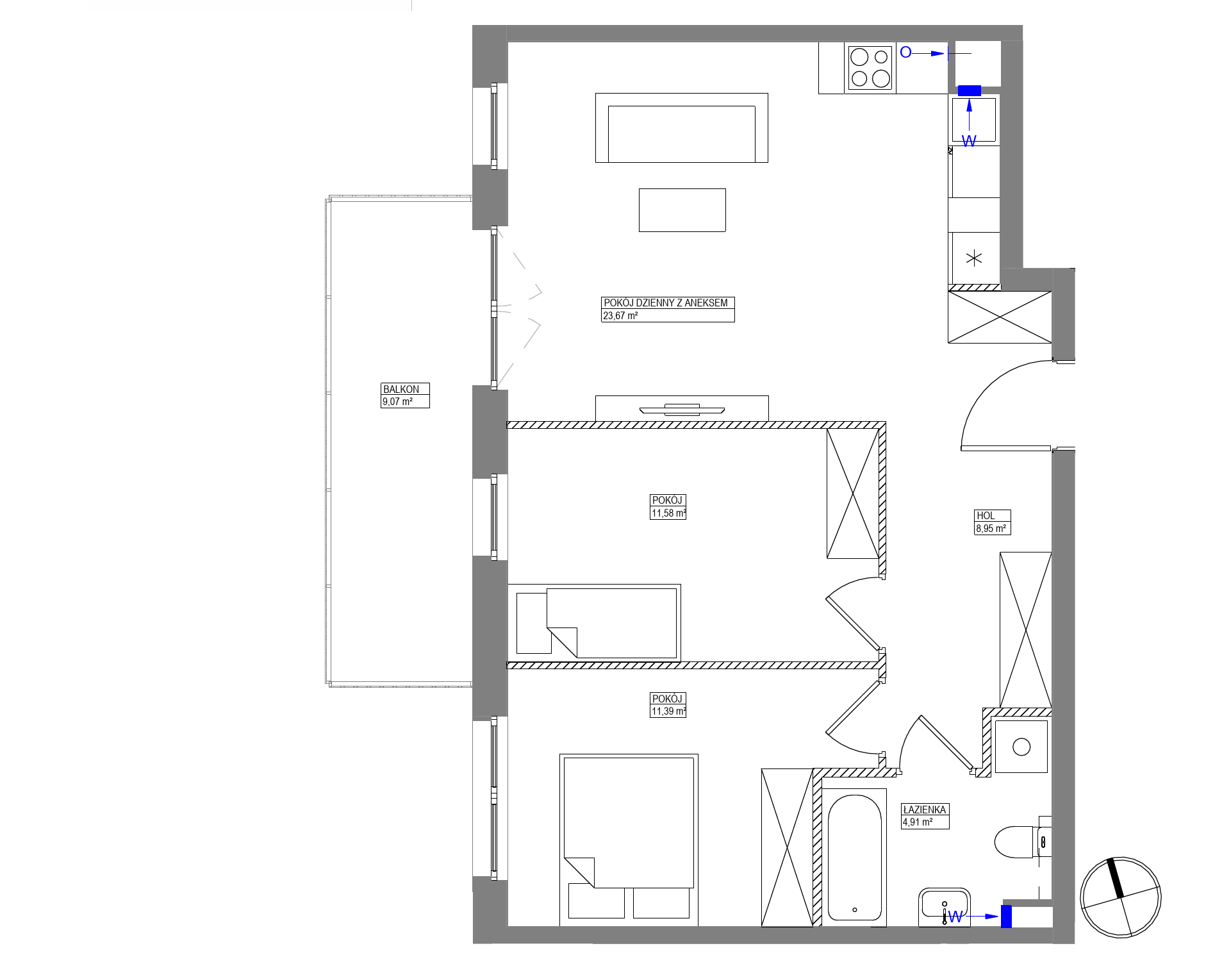 Plan 3 pok. 61m²