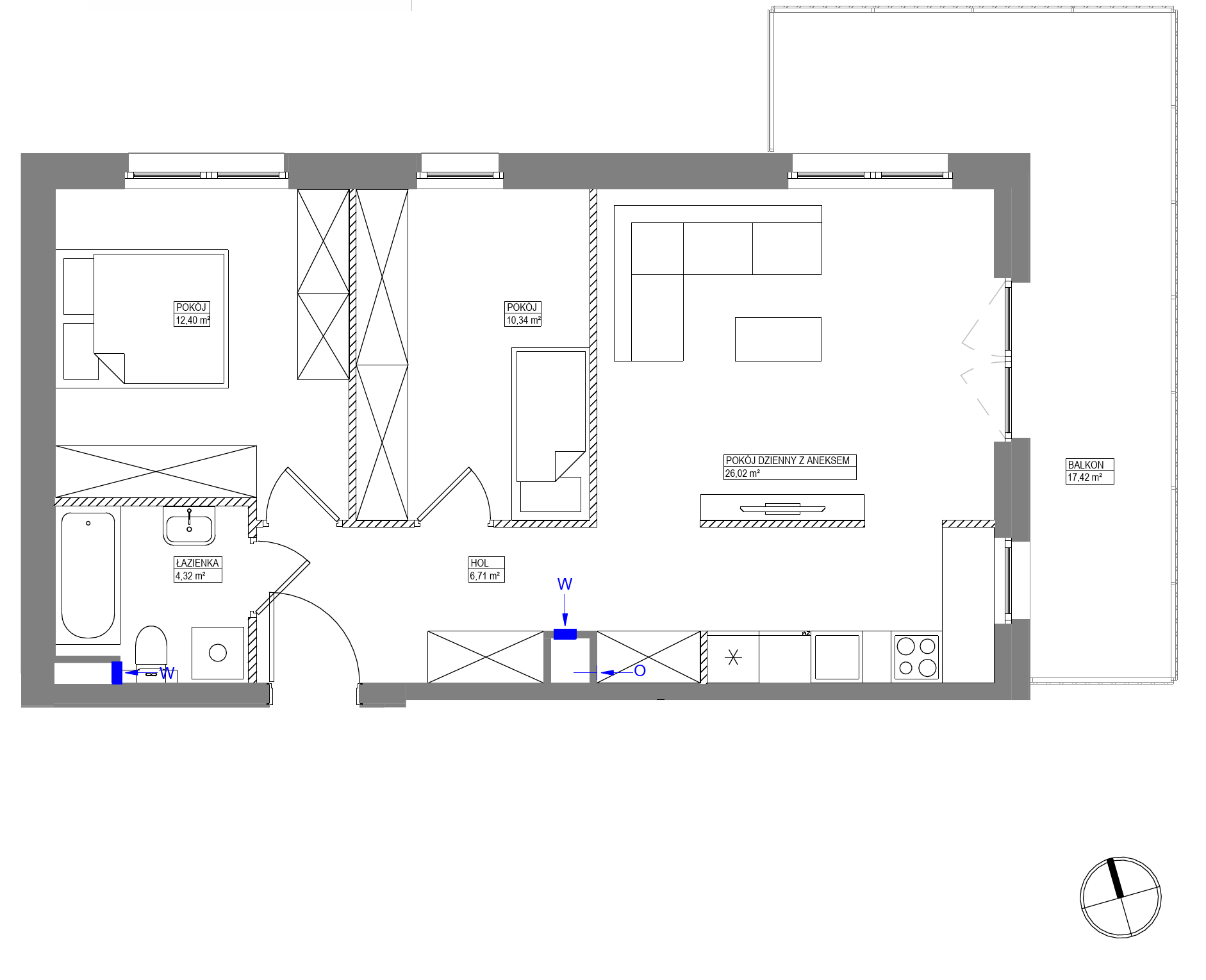 Plan 3 pok. 60m²