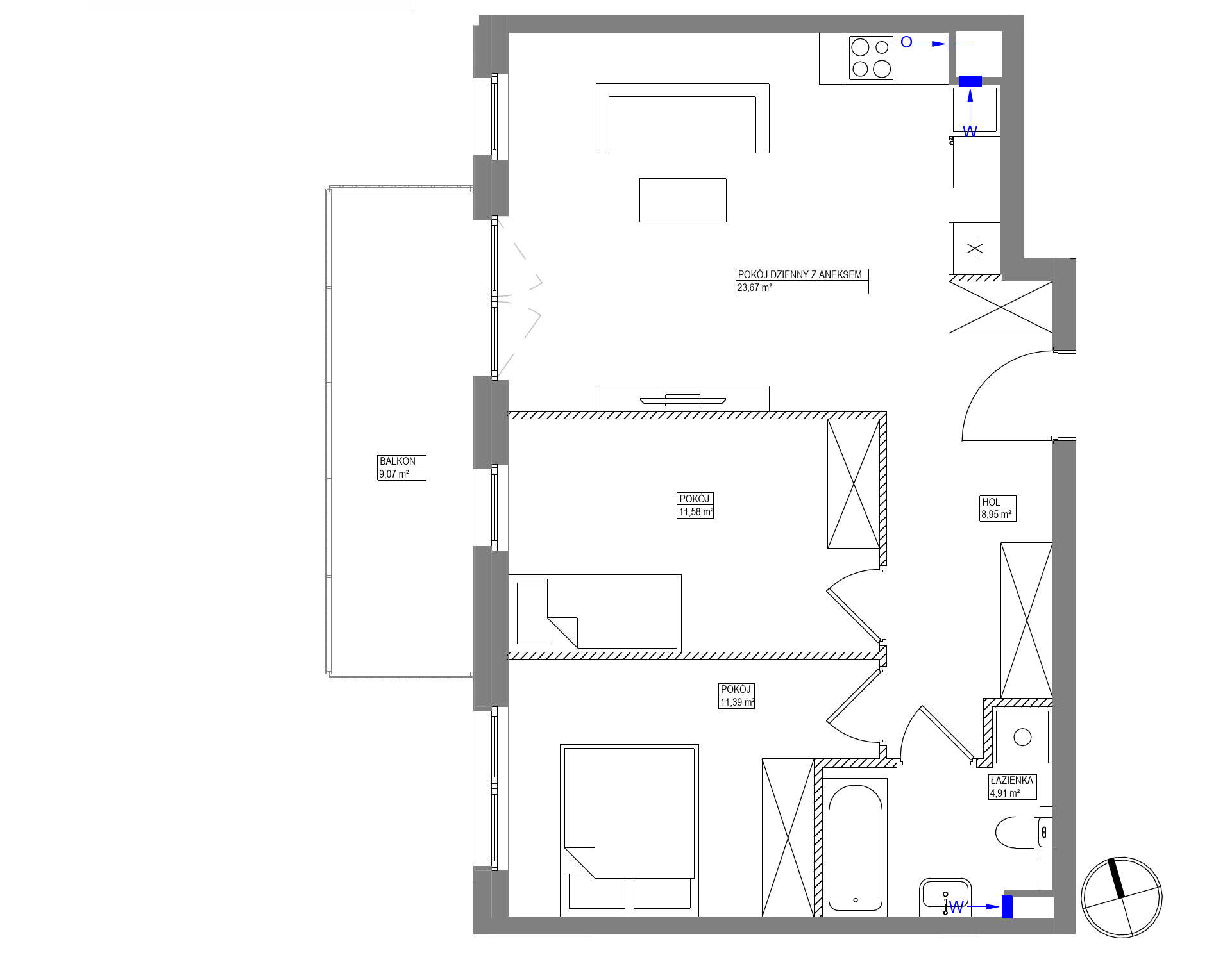 Plan 3 pok. 61m²